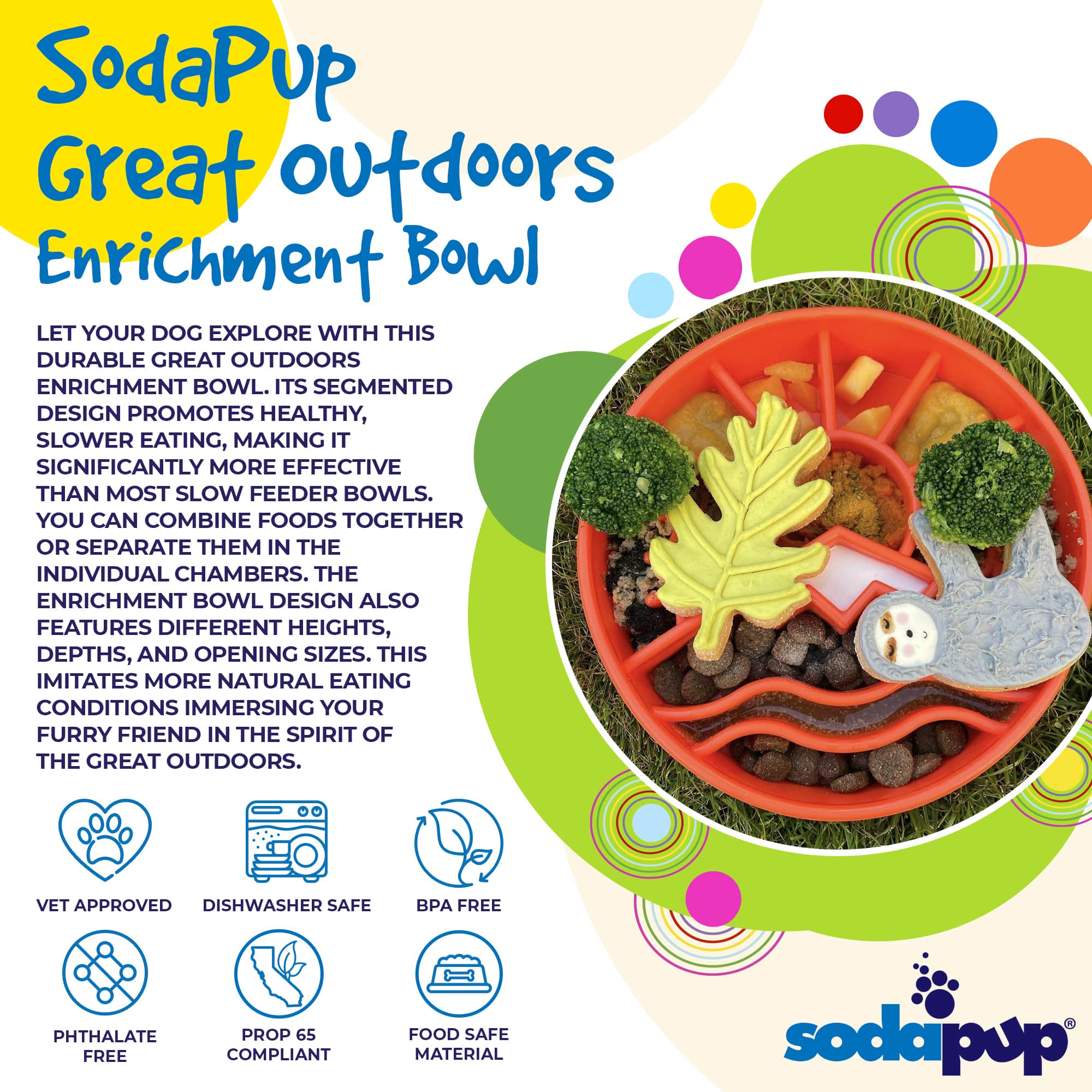 SodaPup Great Outdoors eBowl Slow Feeder Dog Bowl & Enrichment | USA Made