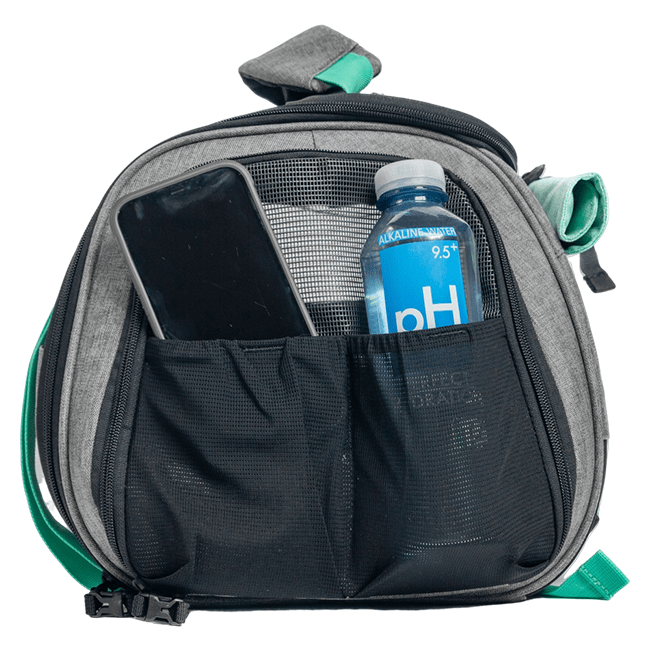 "The Transpurrter" Ultimate Calming Convertible Cat Carrier in Heather Grey and Teal - Image 2