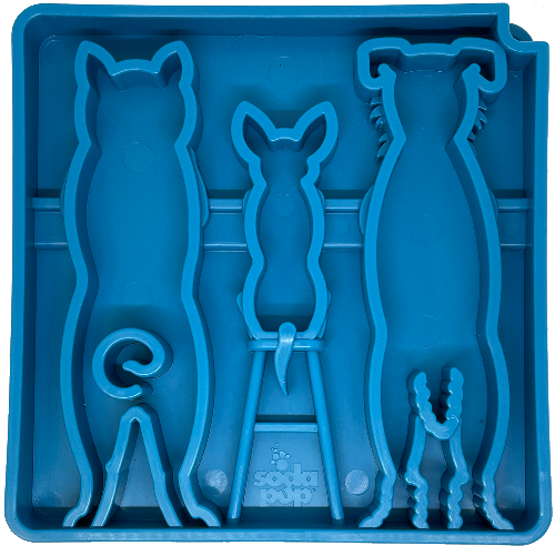 SodaPup Waiting Dogs eTray Shallow Slow Feeder Bowl Enrichment | USA Made eTray- blue