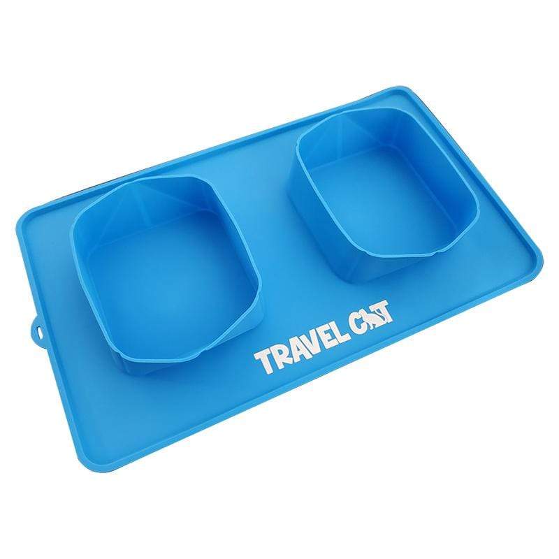 "The Travel Buddy" Double Bowl & Mat - Portable Cat Food & Water Dish - Image 4