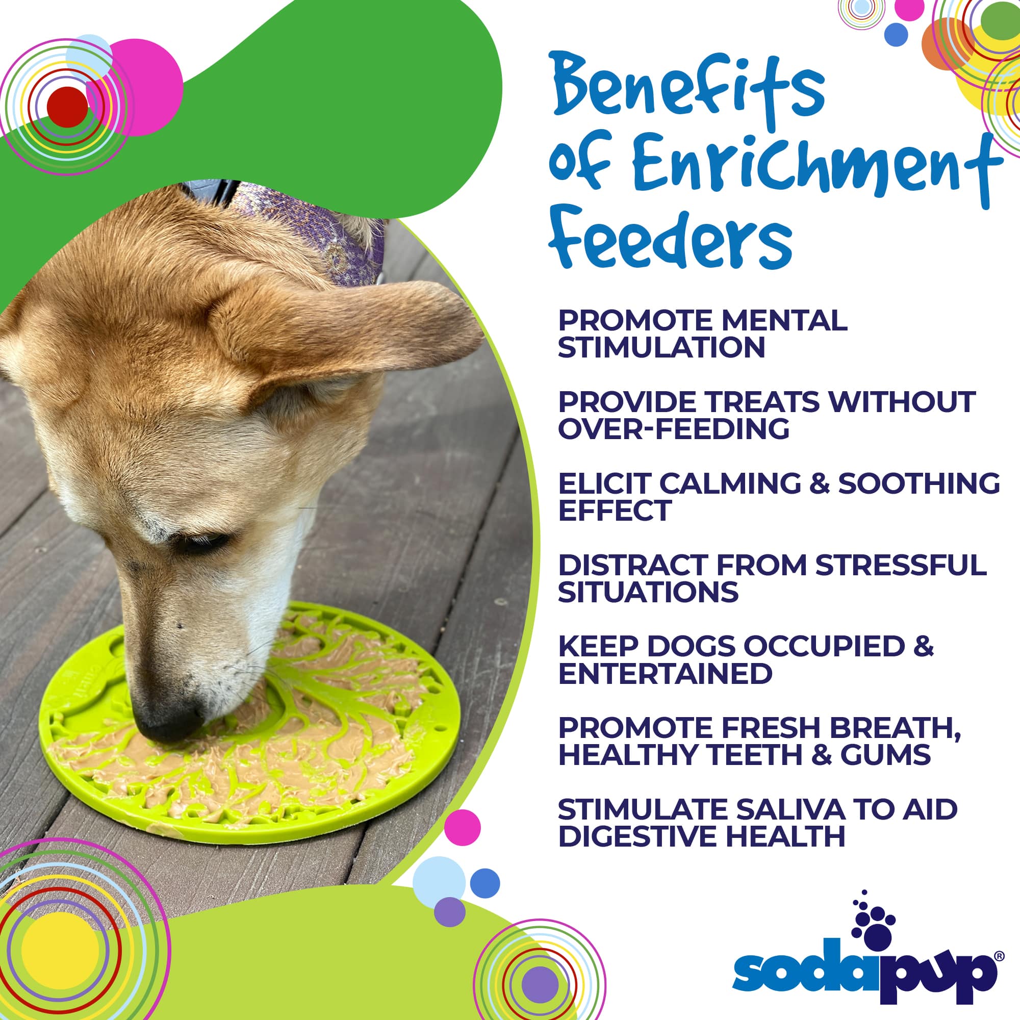 SodaPup Tree Life eMat Enrichment Lick Mat Dogs Cats Suction Cups | Design USA Made