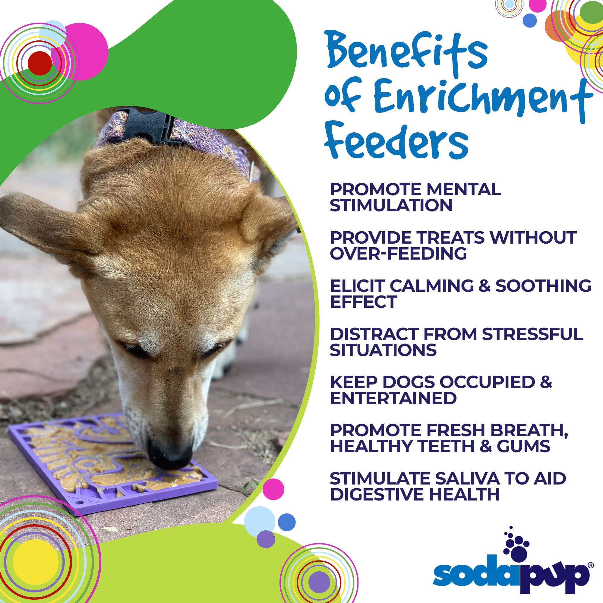 SodaPup Groovy Love eMat Small Enrichment Lick Mat| Retro Peace & Design |