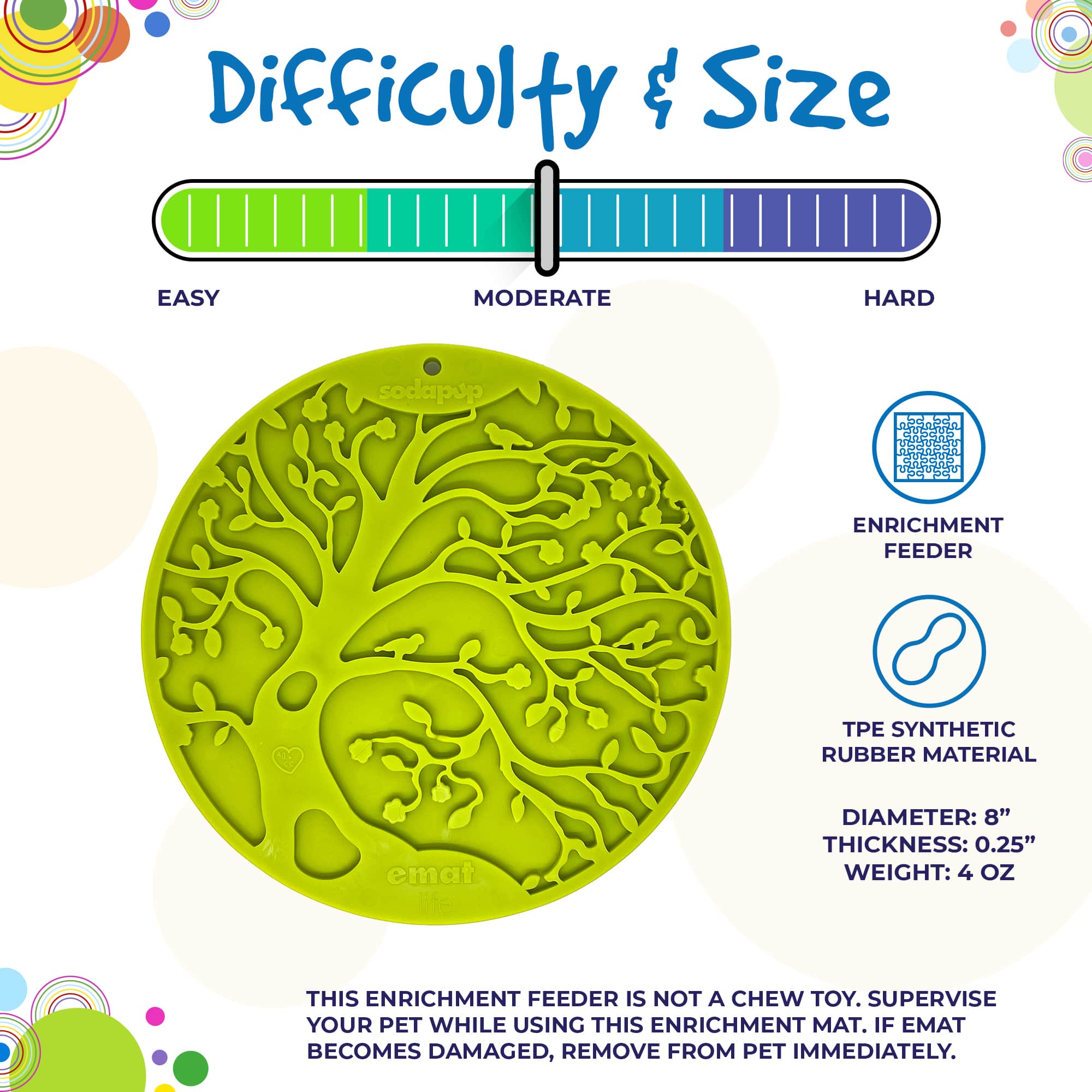 SodaPup Tree Life eMat Enrichment Lick Mat Dogs Cats Suction Cups | Design USA Made