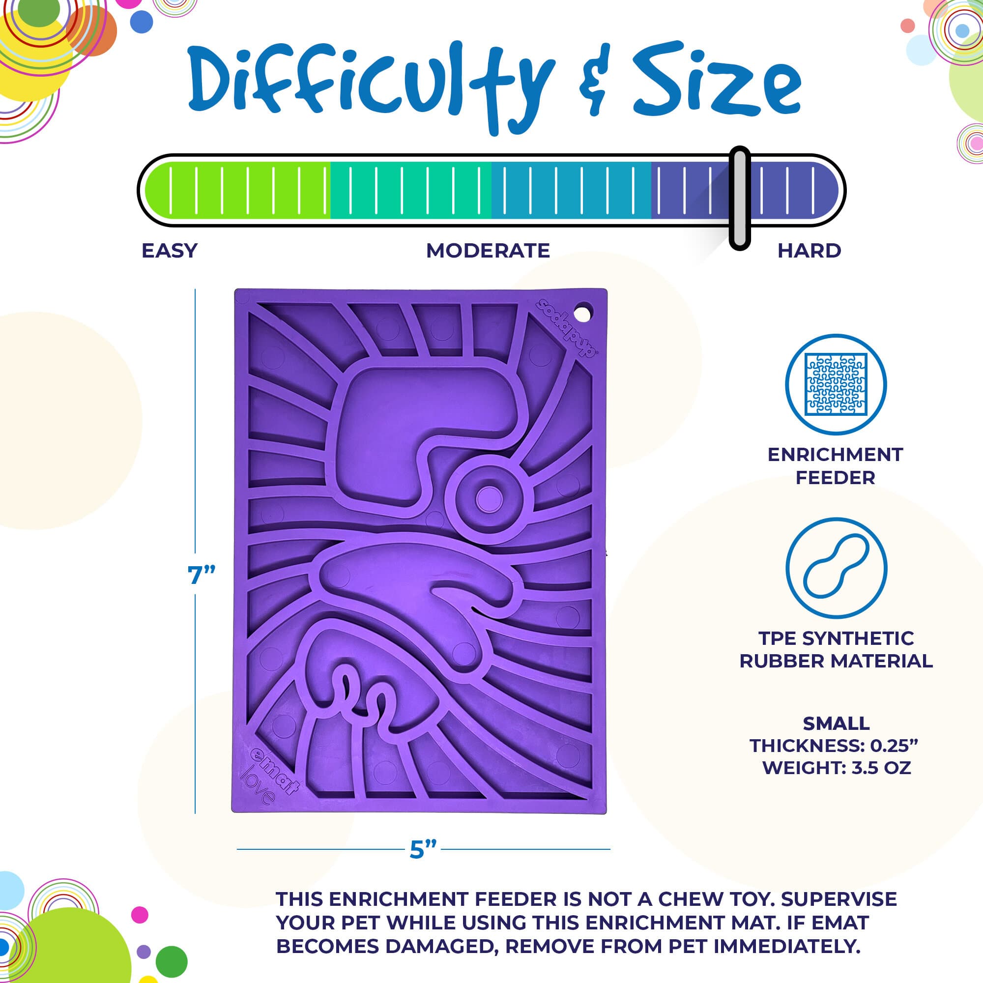 SodaPup Groovy Love eMat Small Enrichment Lick Mat| Retro Peace & Design |