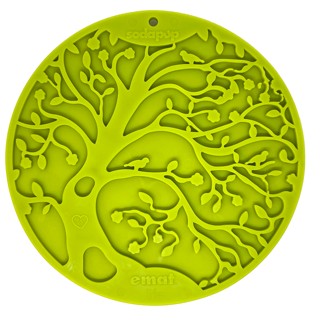 SodaPup Tree Life eMat Enrichment Lick Mat Dogs Cats Suction Cups | Design USA Made Green E-Mat