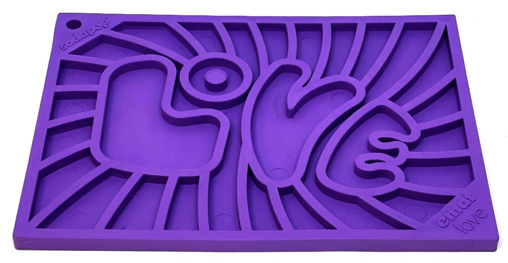 SodaPup Groovy Love eMat Small Enrichment Lick Mat| Retro Peace & Design |