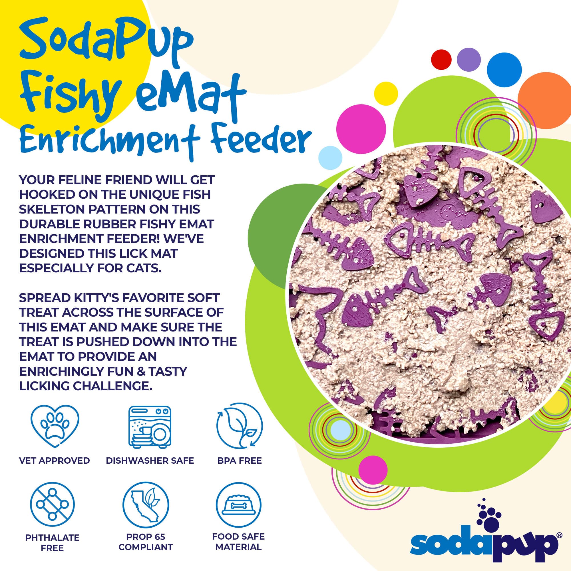 SodaPup Fishy emat Small Enrichment Lick Mat Dogs Cats |