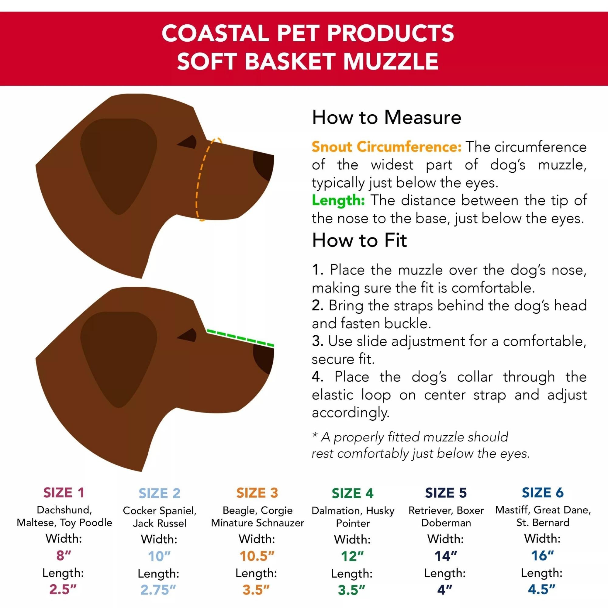 Coastal Pet Soft Basket Muzzle Black Size 1: W-8" x L- 2.5" - Image 3