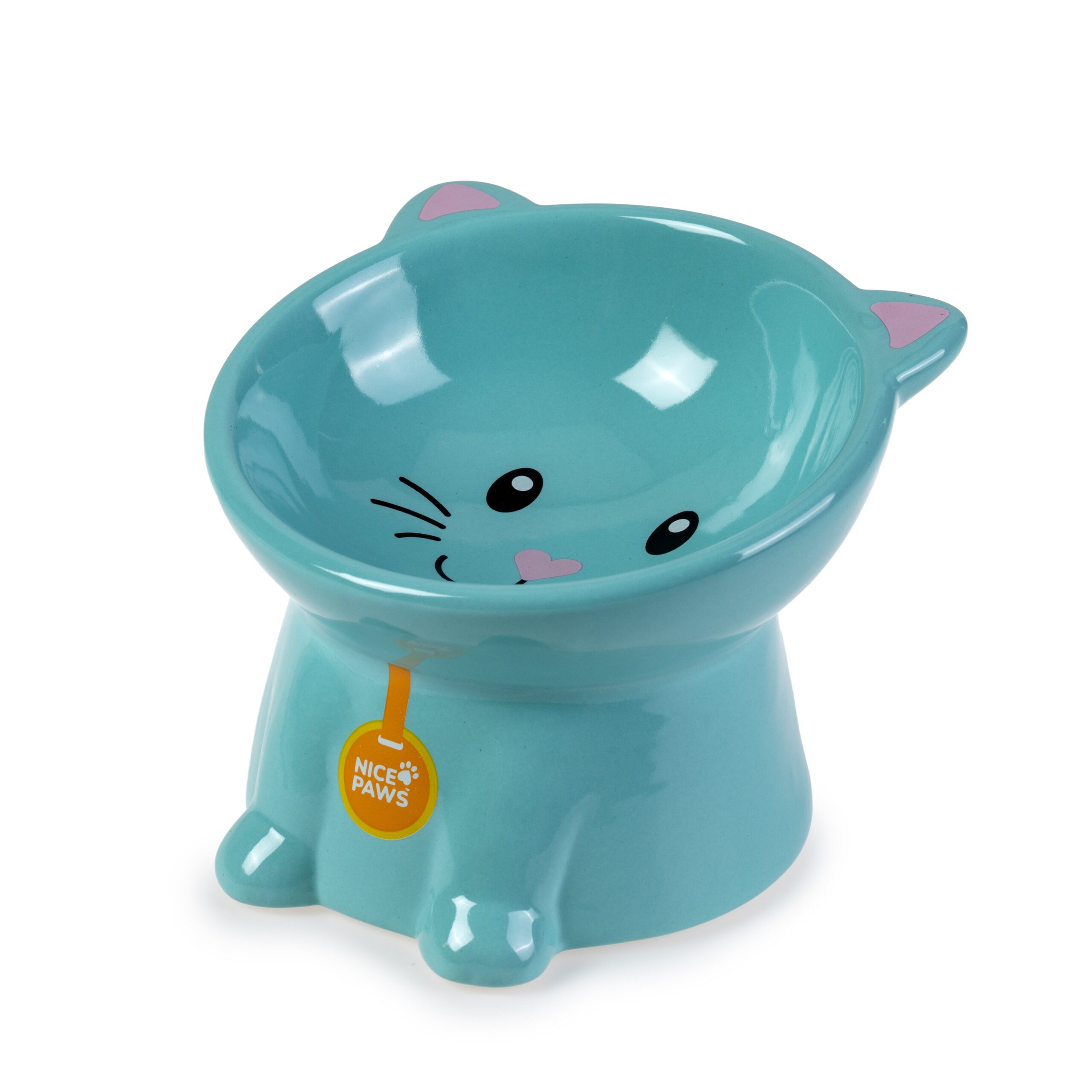 Nice Paws Tilted Cat Bowl Blue - Image 3