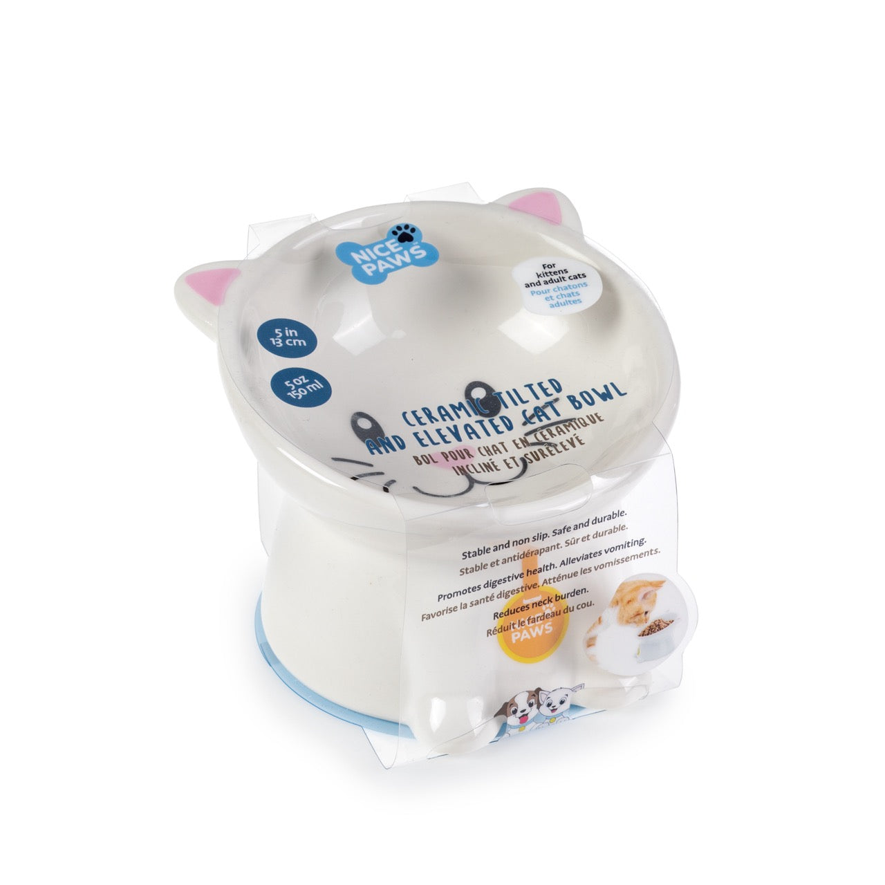 Nice Paws Tilted Cat Bowl Blue - Image 13