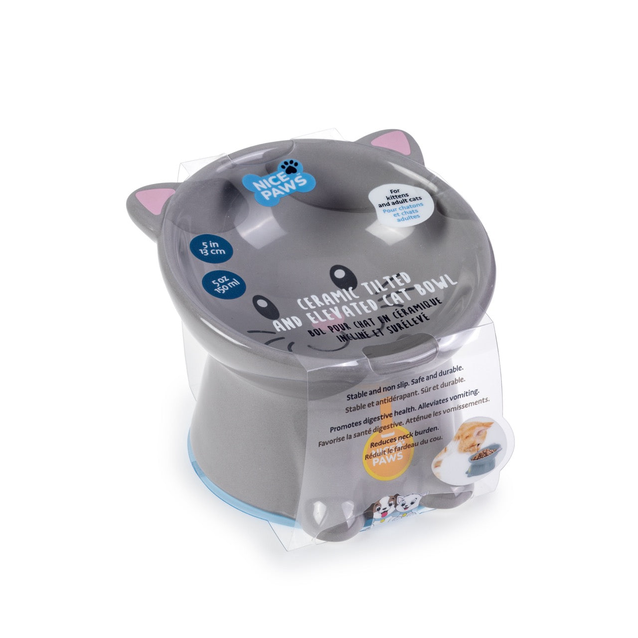 Nice Paws Tilted Cat Bowl Blue - Image 9