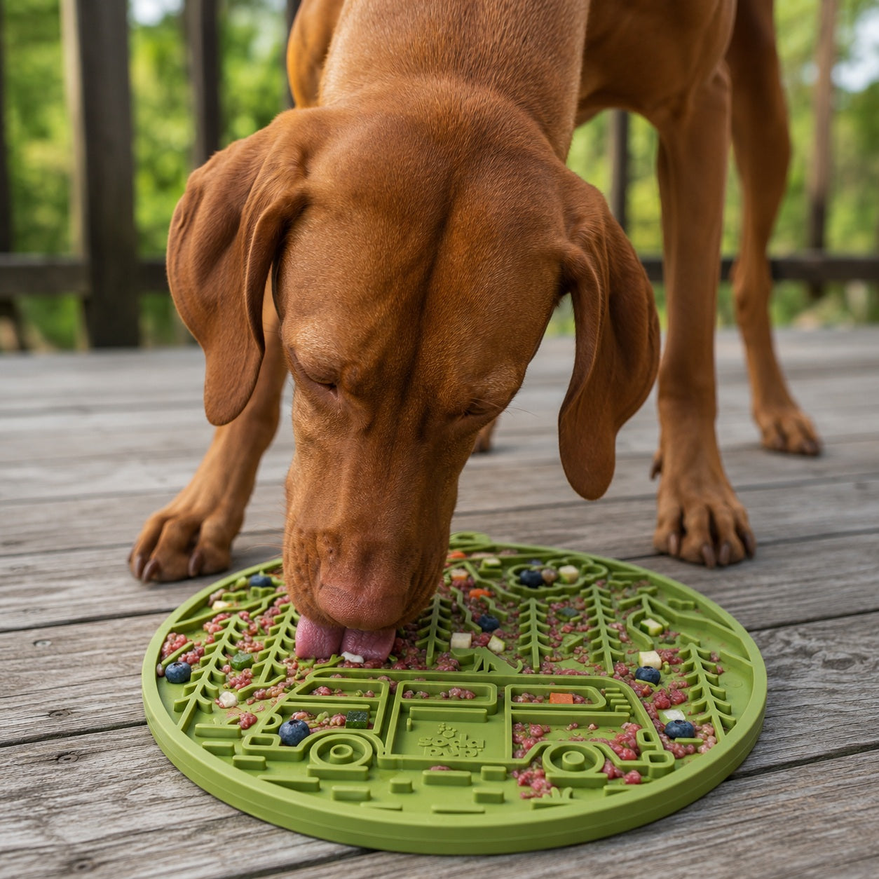 SodaPup Camp eMat Enrichment Lick Mat Dogs Cats Suction Cups | Retro Van Design USA Made