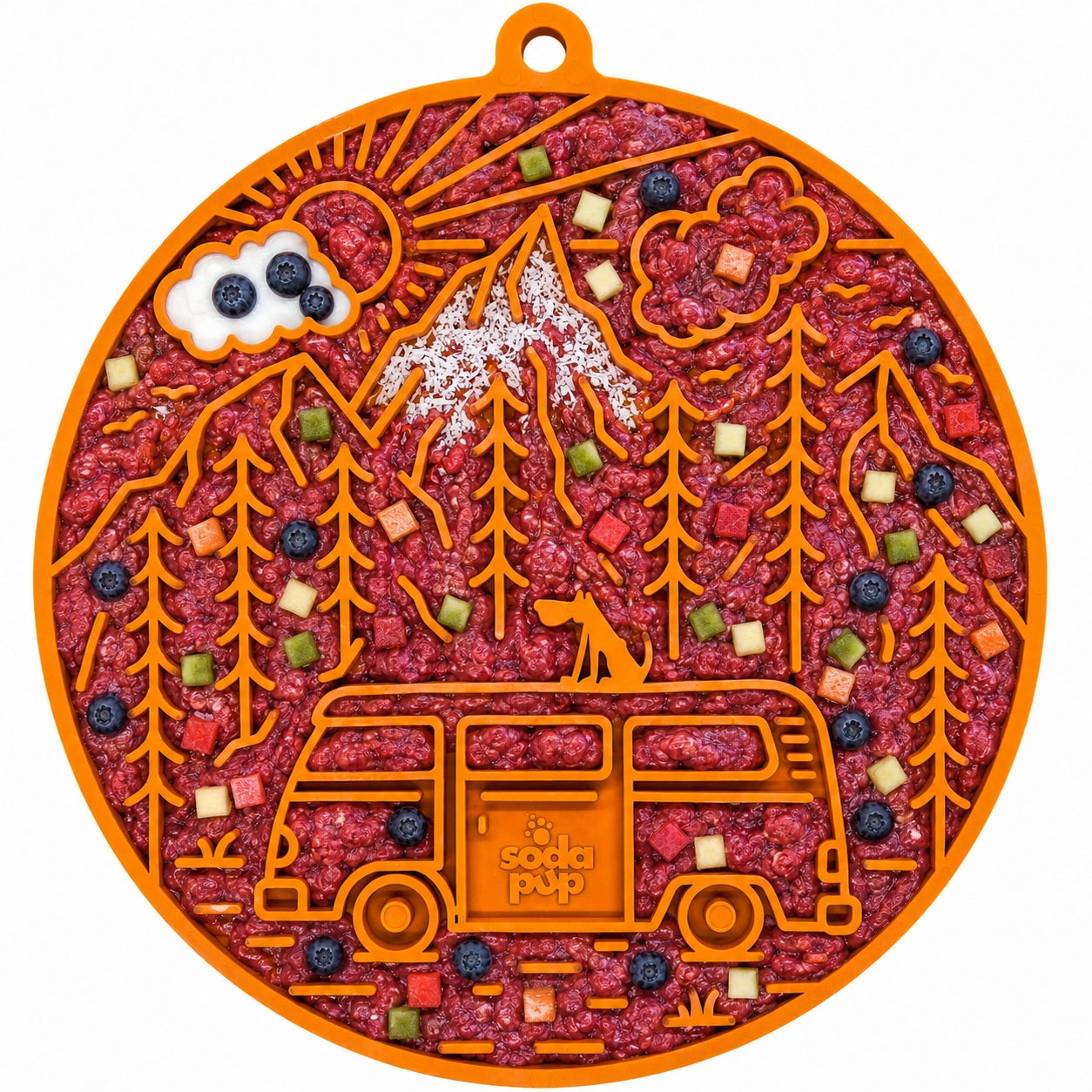 SodaPup Camp eMat Enrichment Lick Mat Dogs Cats Suction Cups | Retro Van Design USA Made