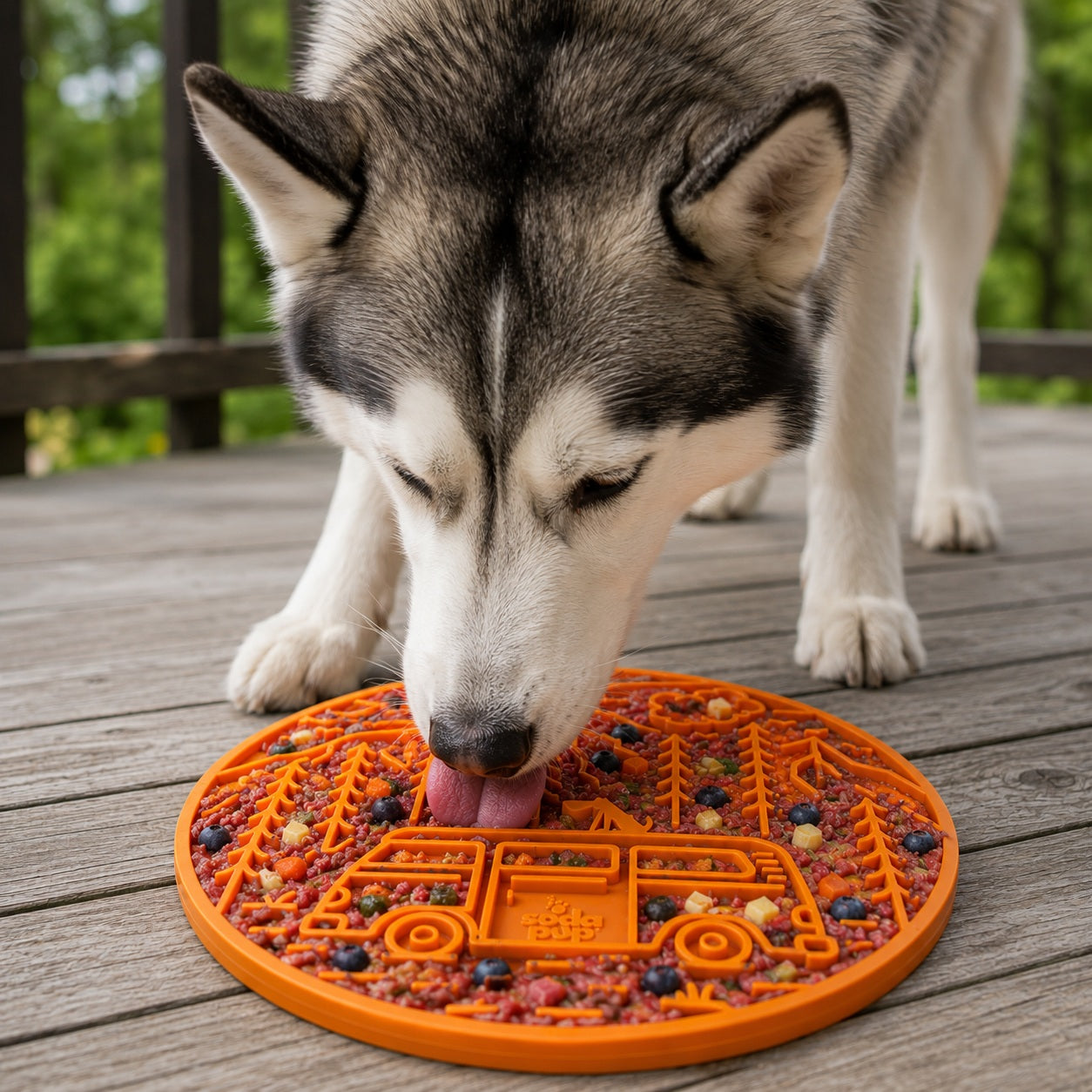 SodaPup Camp eMat Enrichment Lick Mat Dogs Cats Suction Cups | Retro Van Design USA Made