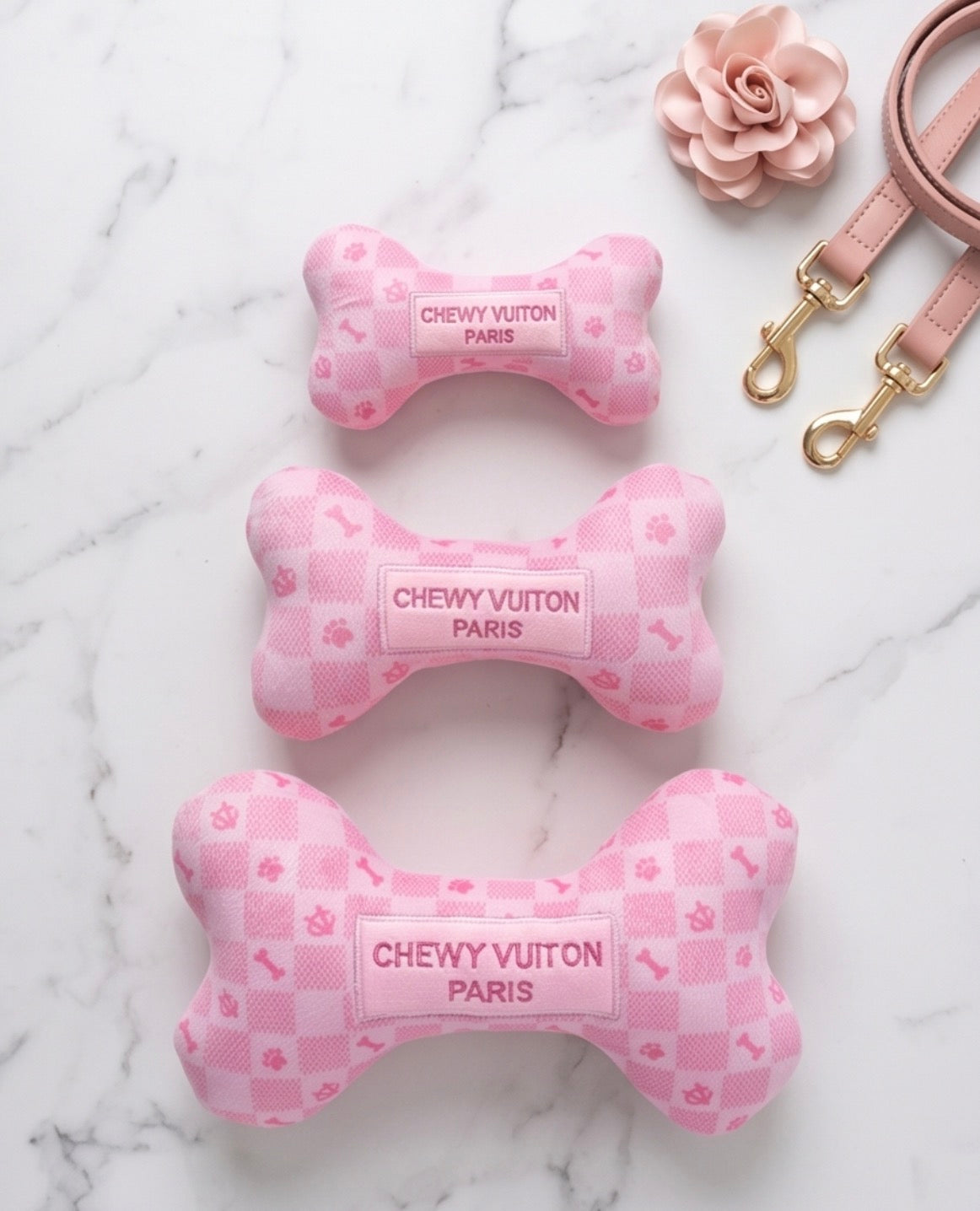 Pink Checker Chewy Vuiton Bone by Haute Diggity Dog - Image 2