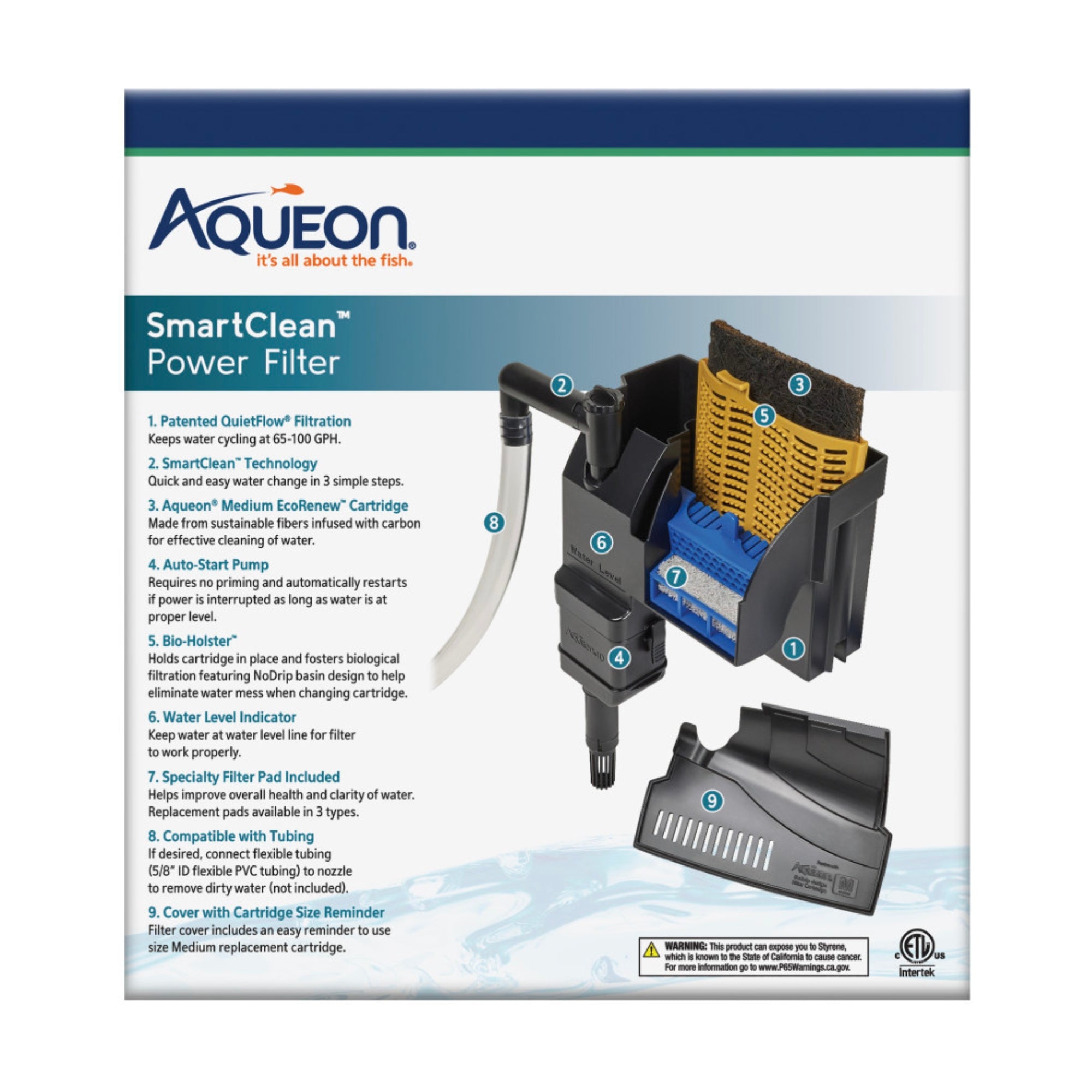 Aqueon SmartClean Power Filter with EcoRenew Filter Cartridge 1ea/10-20 gal