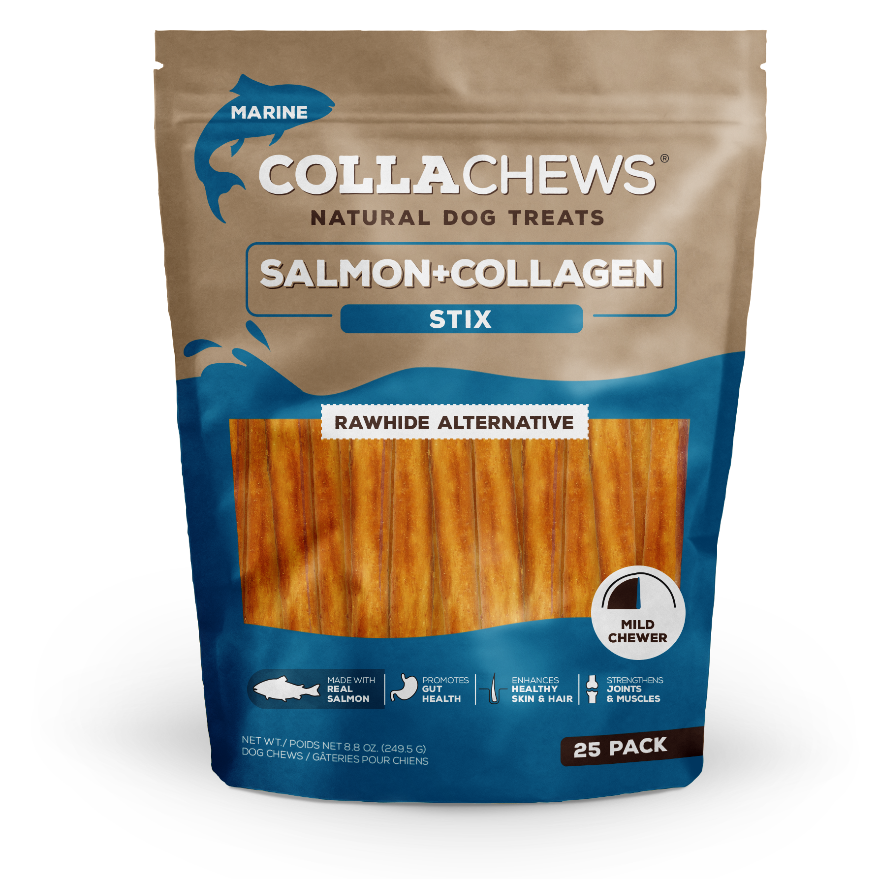 CollaChews 5" Salmon & Collagen Stix - 25 Pack Bag - Image 2