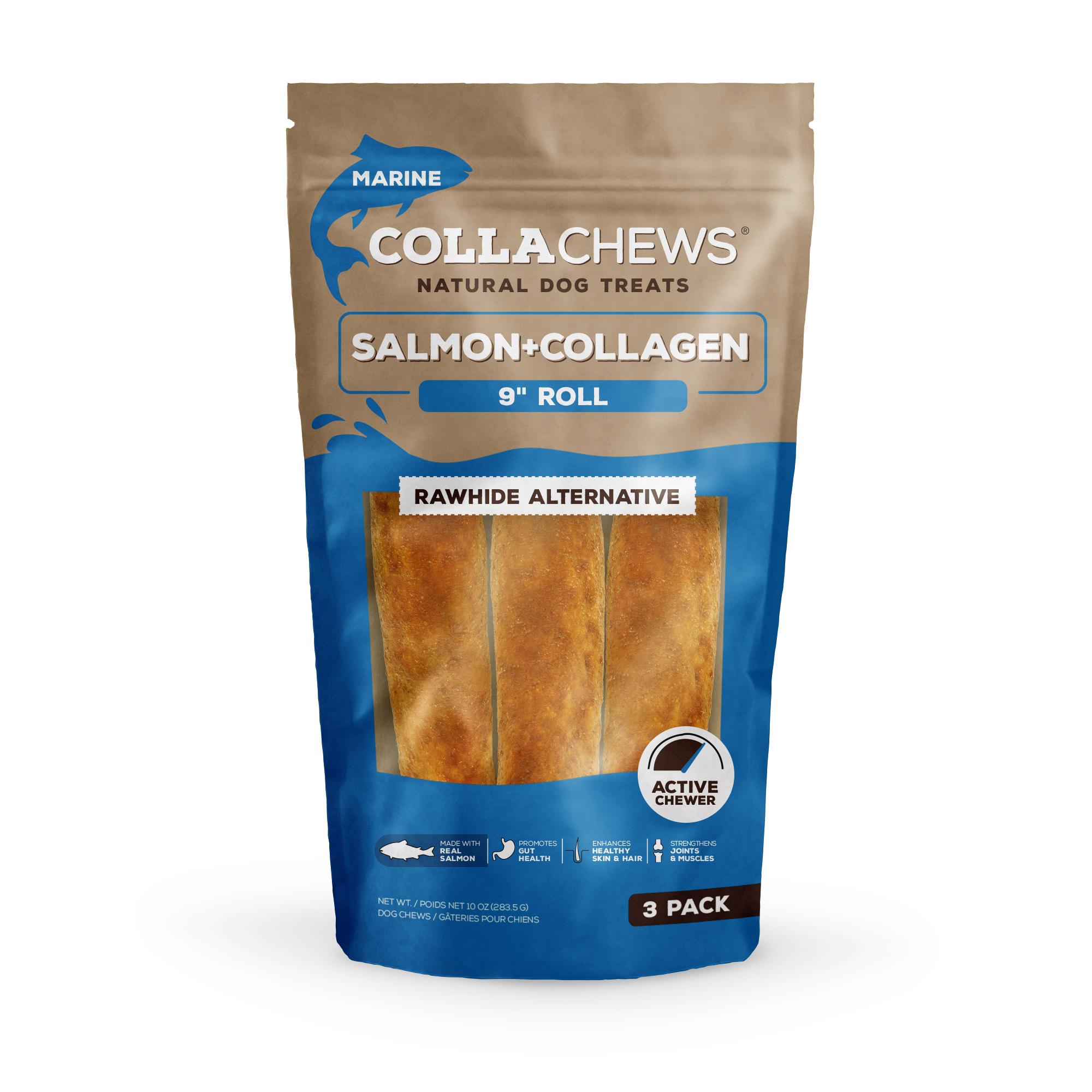 CollaChews 9" Salmon & Collagen Rolls - 3 Pack Bag - Image 2