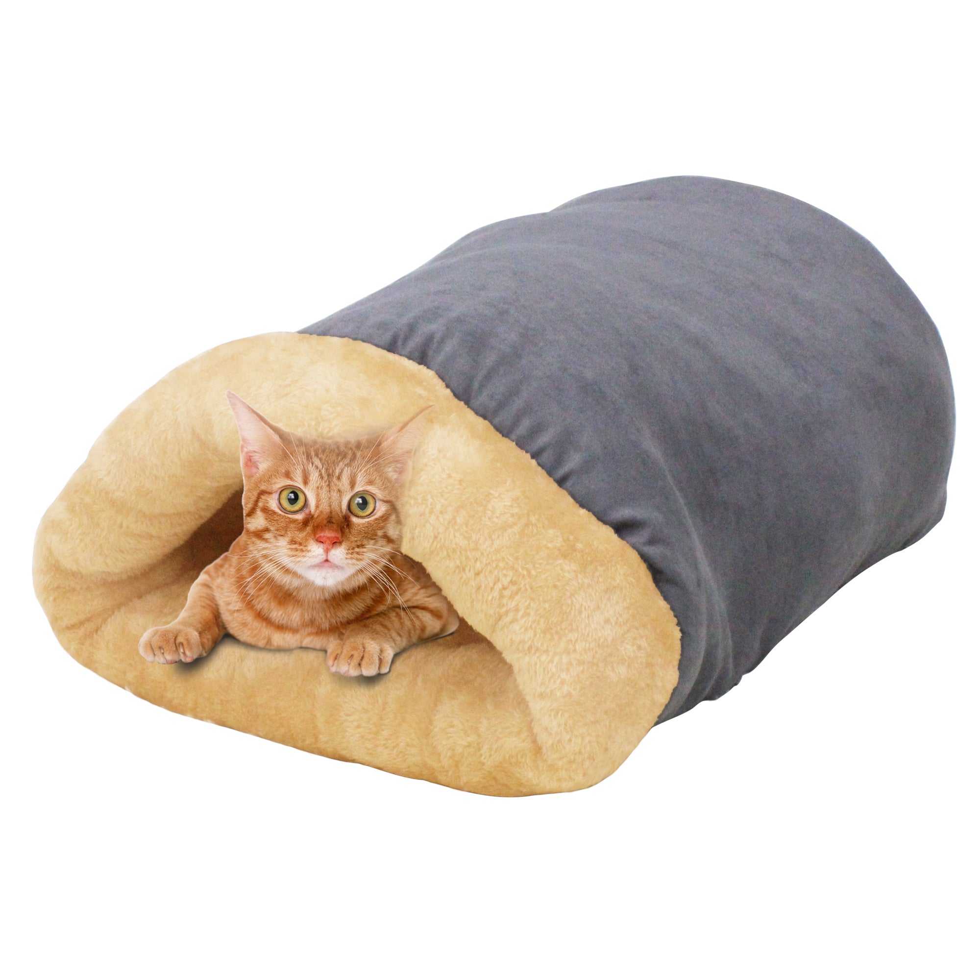 GOOPAWS 4 in 1 Self Warming Burrow Cat Bed Sleeping Cave, Sage Green - Image 11
