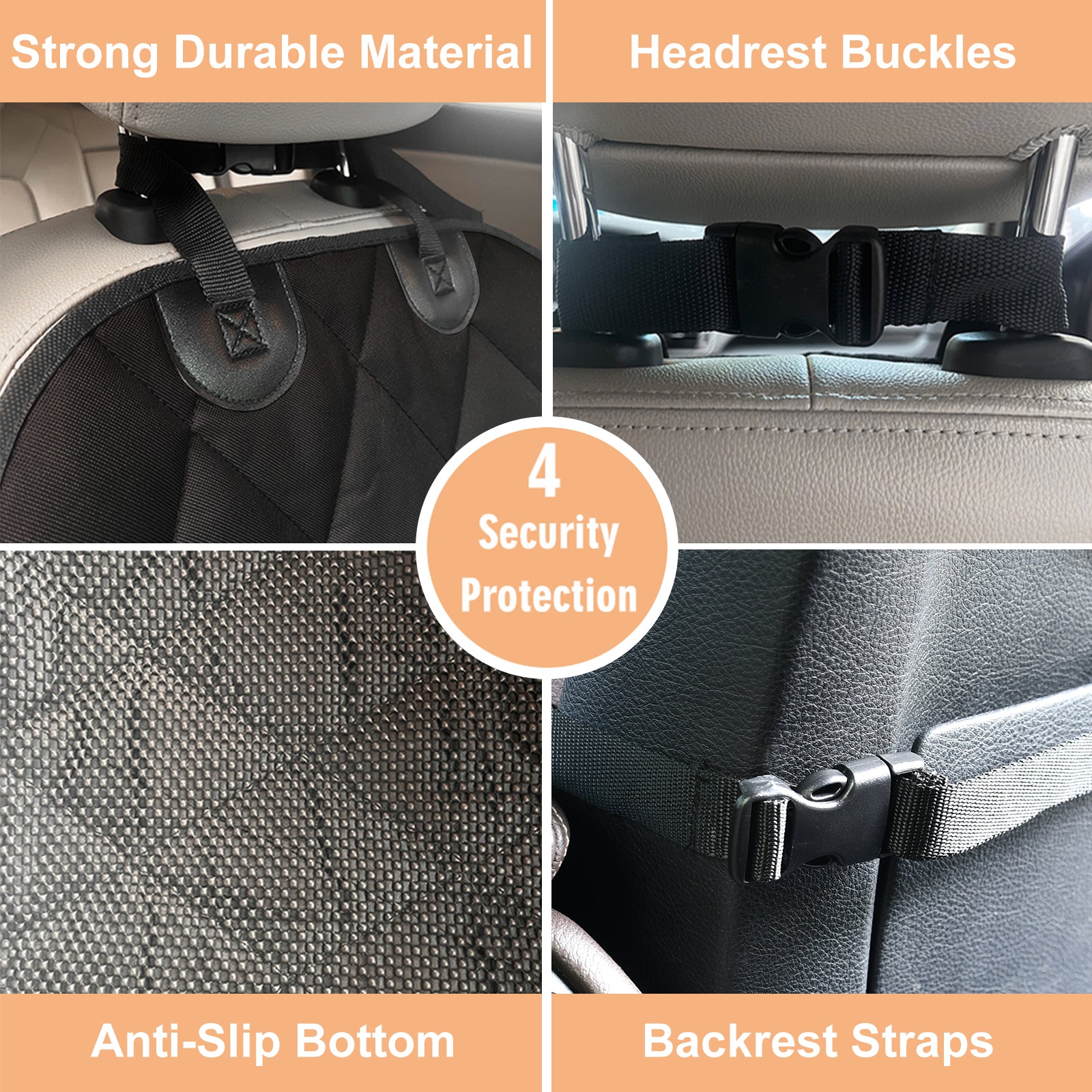 GOOPAWS Quilted Scratchproof Dog Front Car Seat Cover, Black, 40"L - Image 2