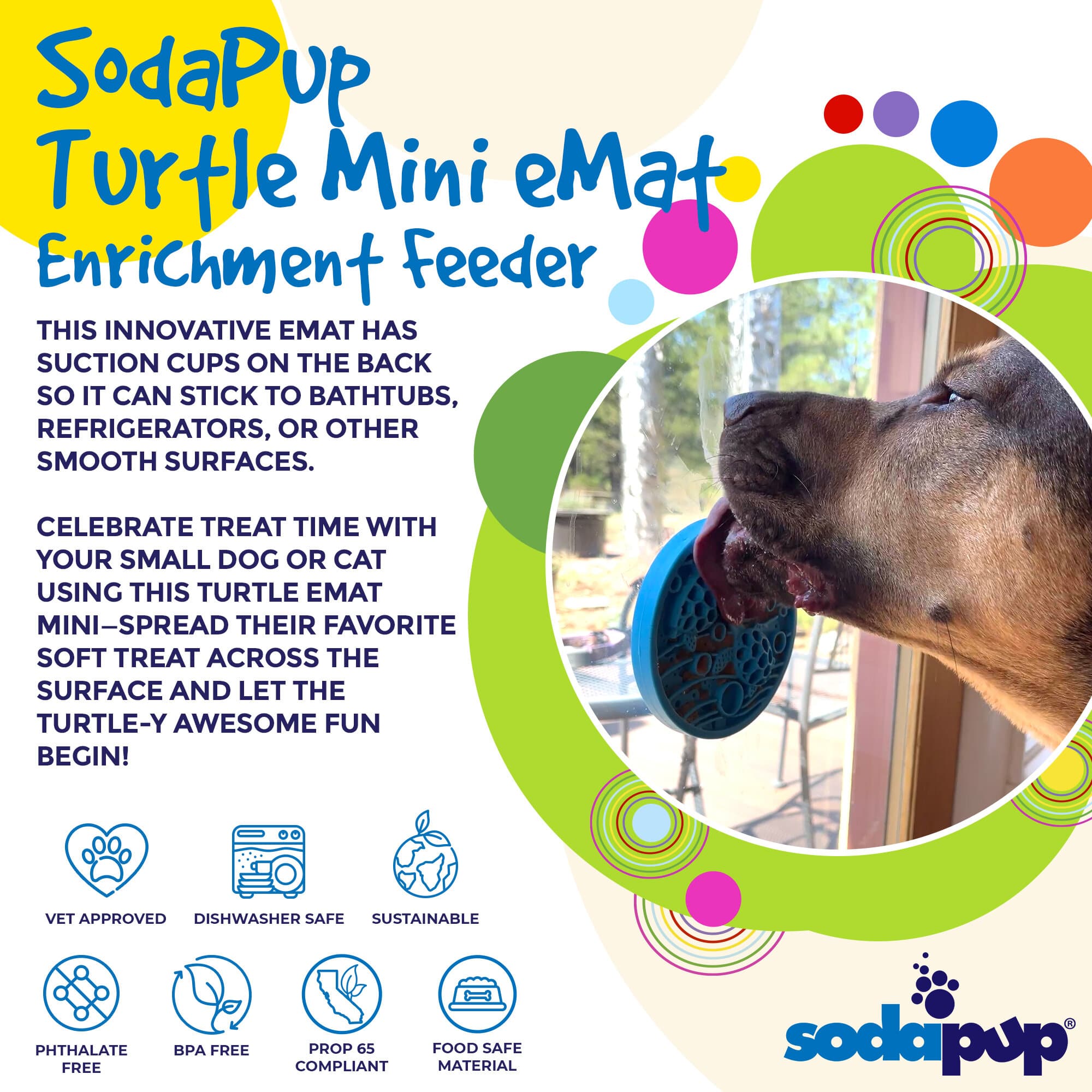 SodaPup Turtle eMat-Mini Lick Mat Suction Cups Small Dogs & Cats | USA
