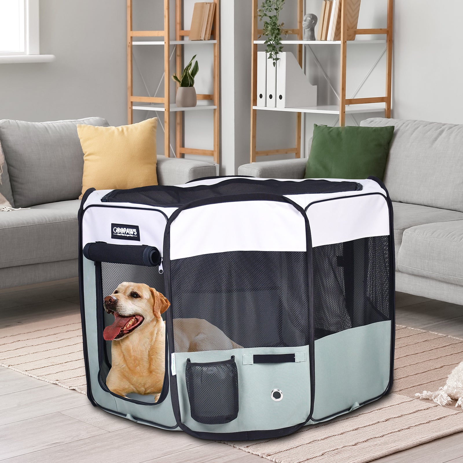 Jespet 2-Door Portable Soft-Sided Dog, Cat & Small Pet Exercise Playpen, Green, 61'' - Image 6
