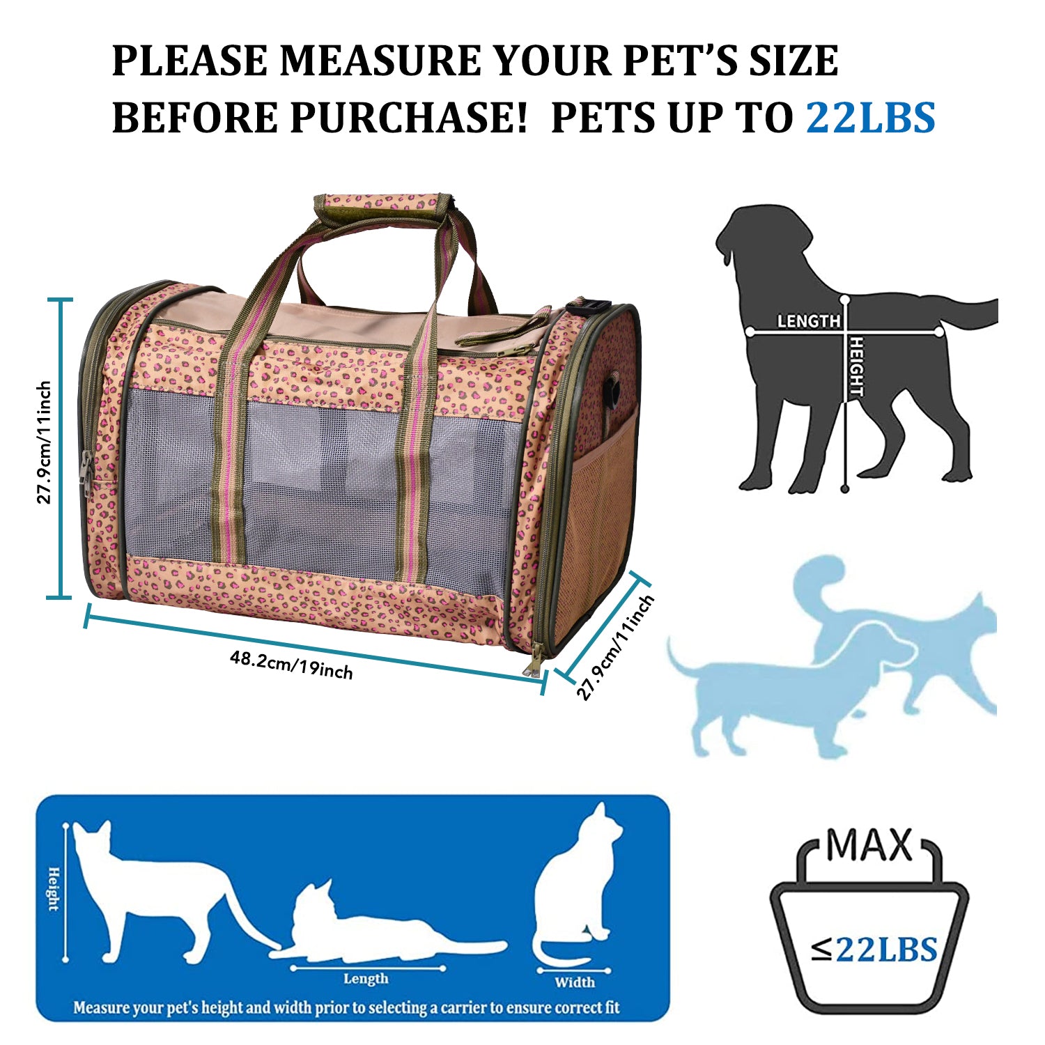 GOOPAWS Soft-Sided Travel Small Dog & Cat Carrier Bag, Orange Cheetah - Image 3