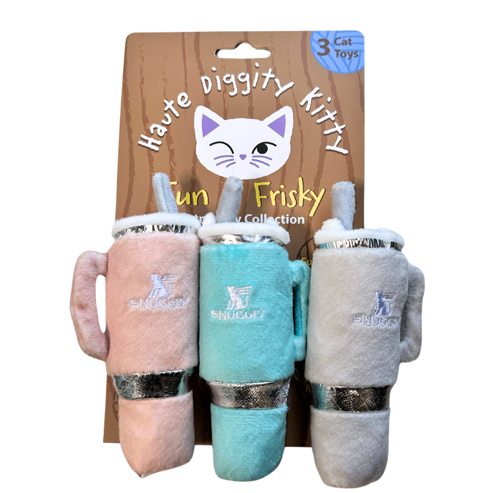 Snuggly Cup 3-Pack Organic Catnip Toys (Teal, Ivory, Blush)