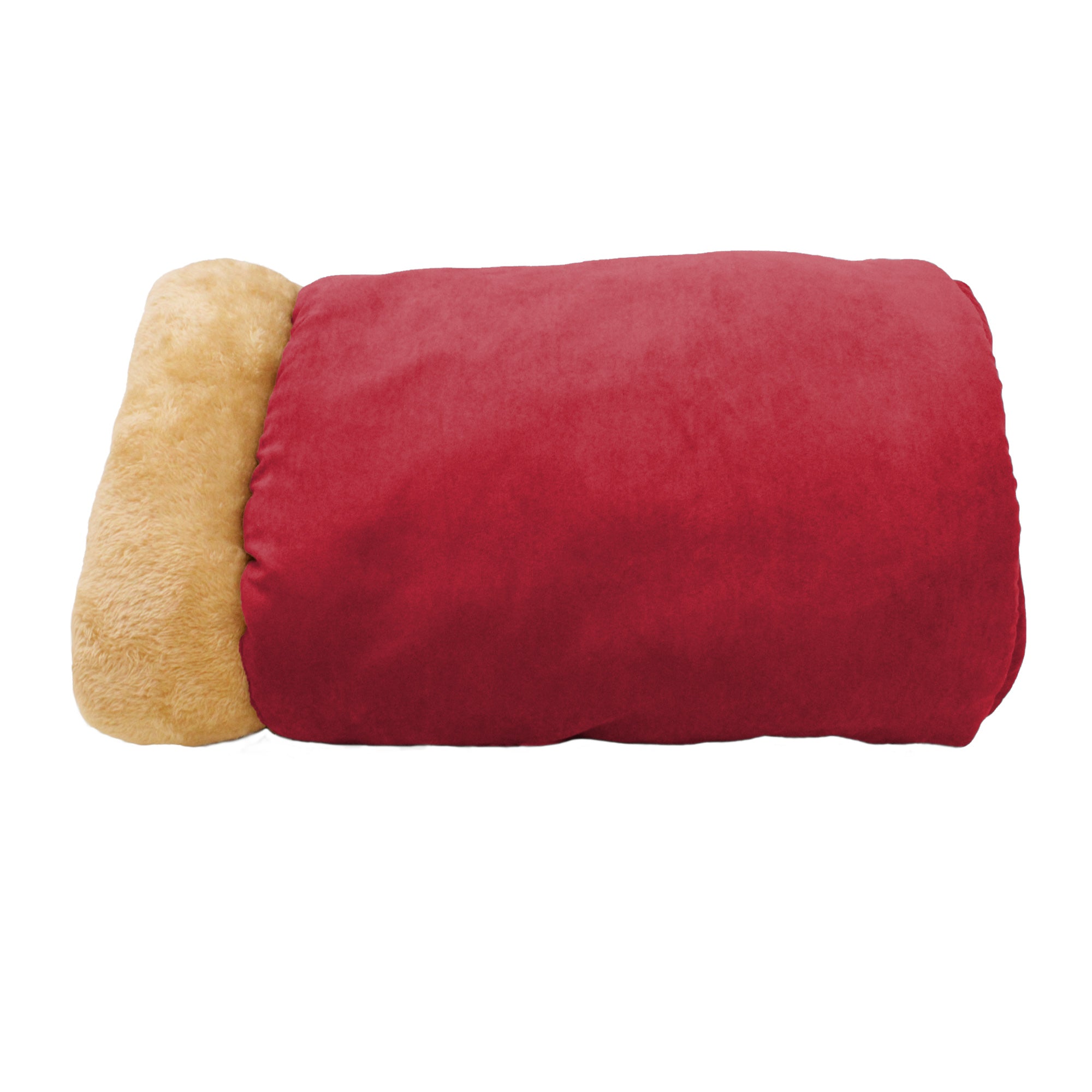 GOOPAWS 4 in 1 Self Warming Burrow Cat Bed Pet Cuddle Cave, Burgundy - Image 2