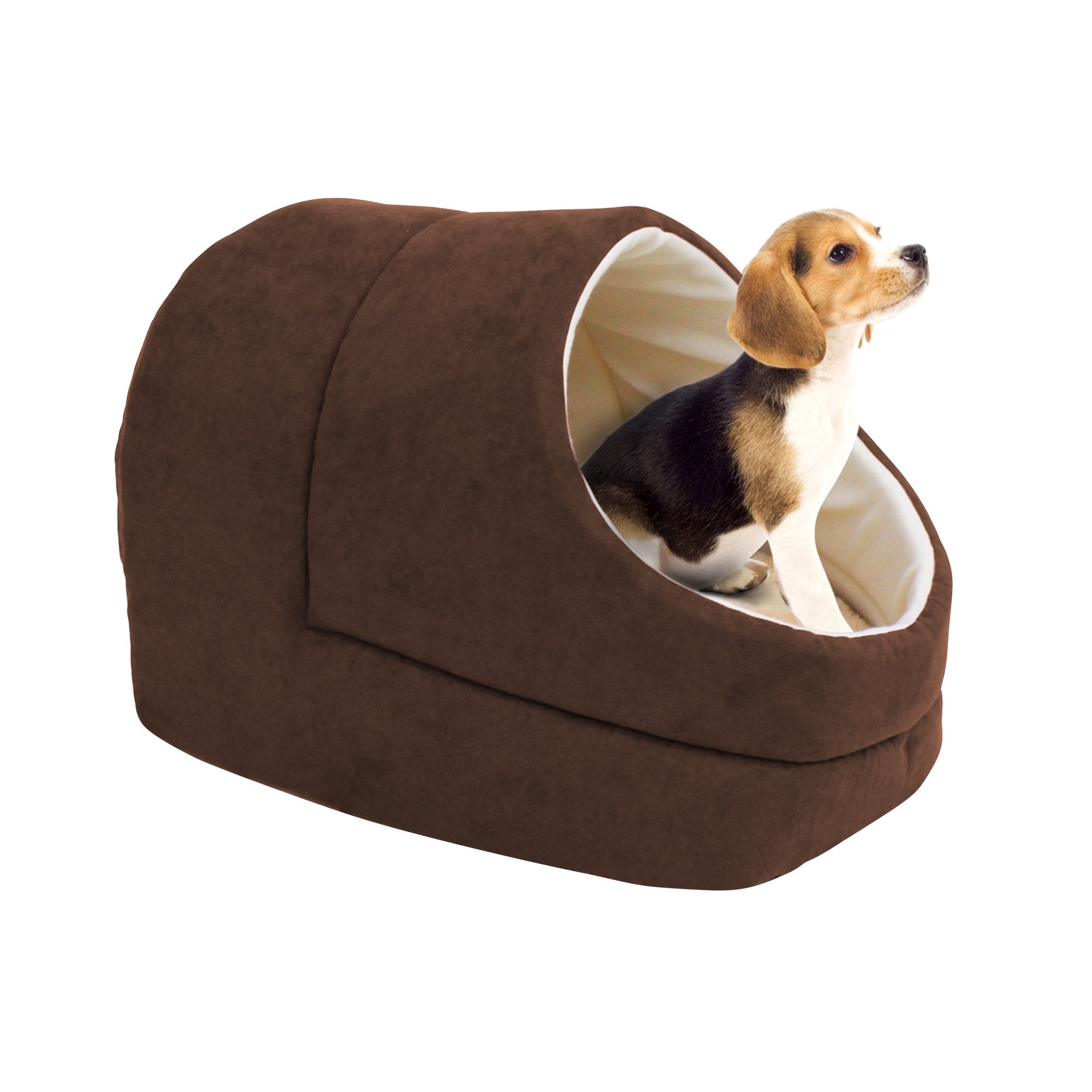GOOPAWS Cave Covered for Cat Small Dog Warming Burrow Cat Bed, Brown - Image 7