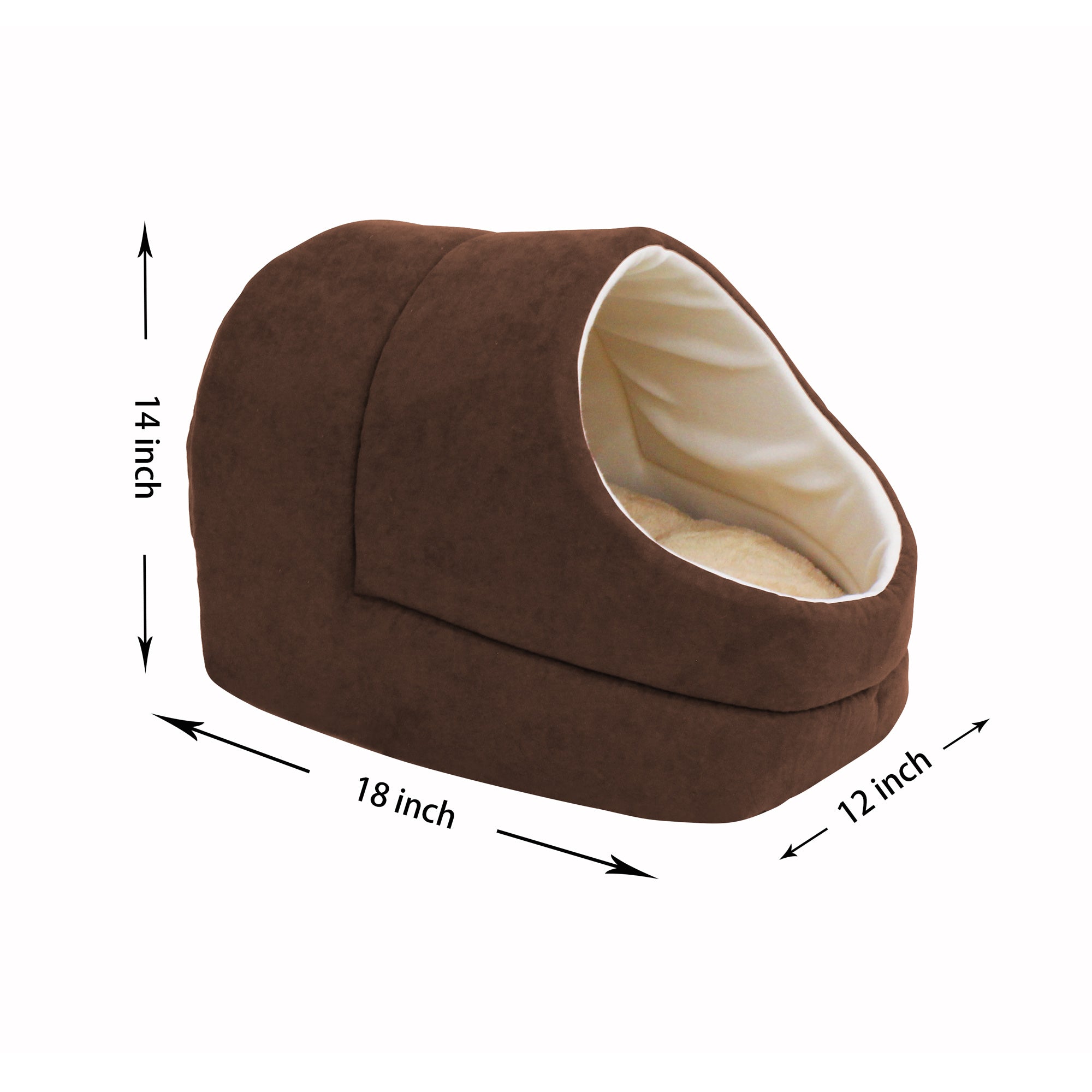 GOOPAWS Cave Covered for Cat Small Dog Warming Burrow Cat Bed, Brown - Image 3