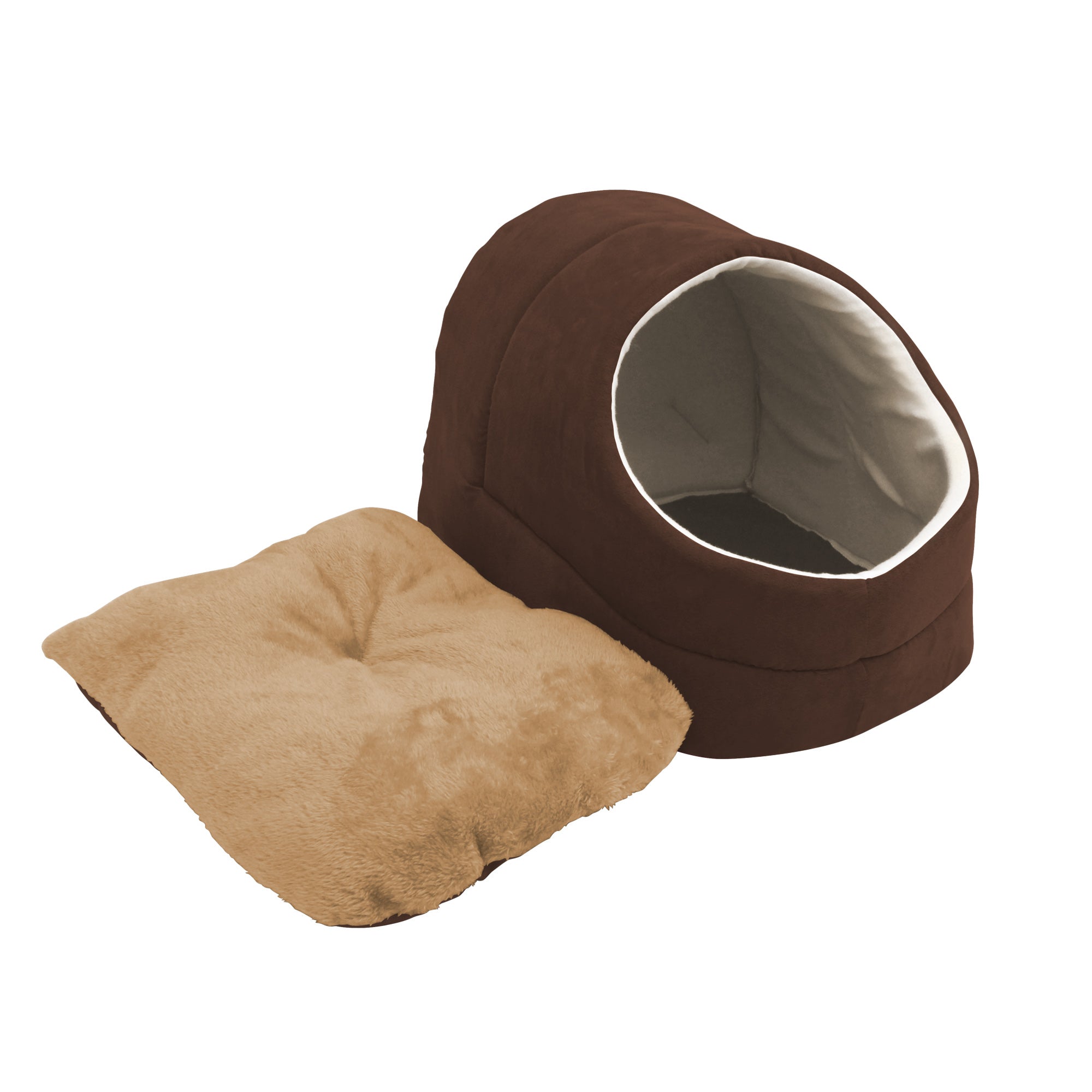GOOPAWS Cave Covered for Cat Small Dog Warming Burrow Cat Bed, Brown - Image 5