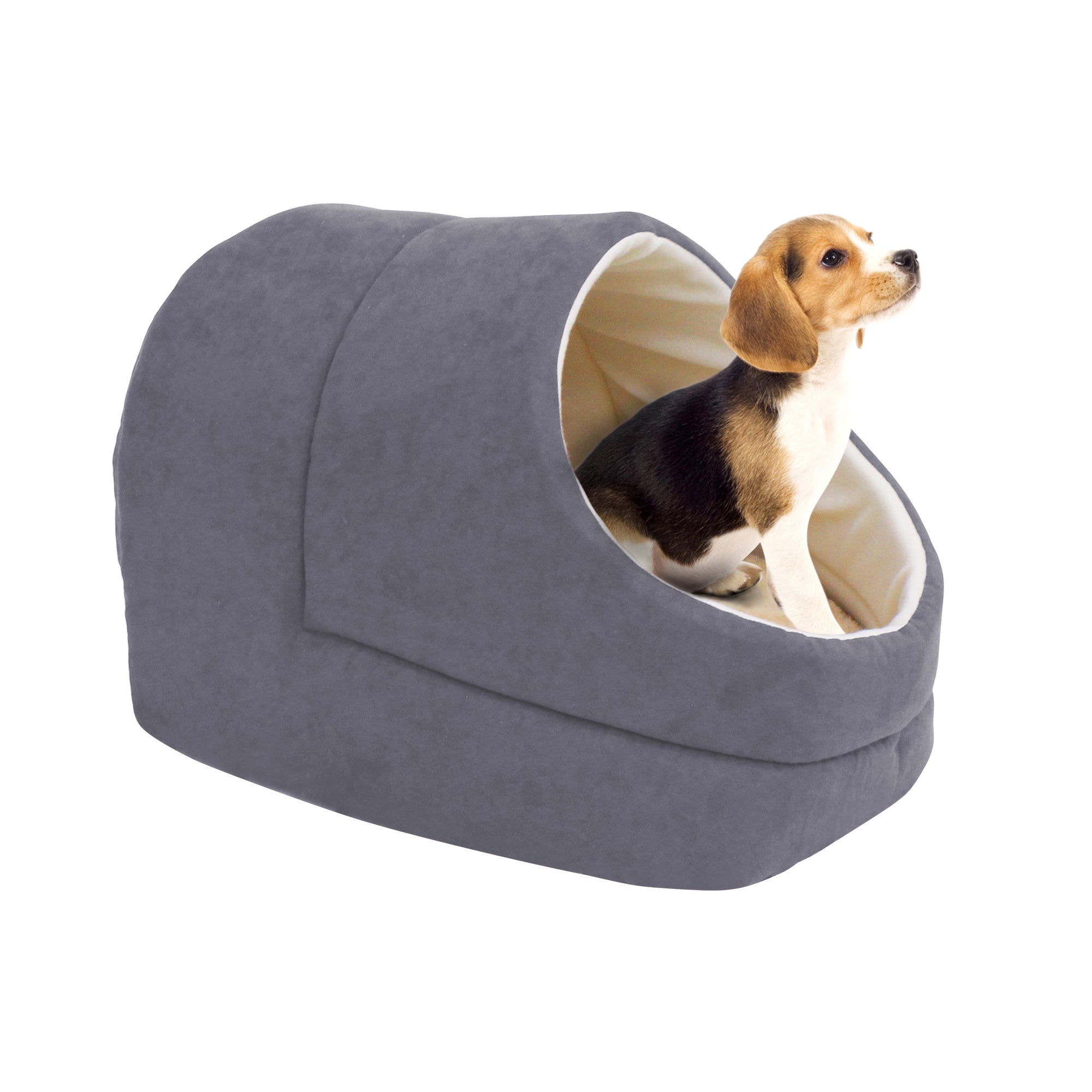GOOPAWS Cave Covered for Cat Small Dog Warming Burrow Cat Bed, Gray - Image 7