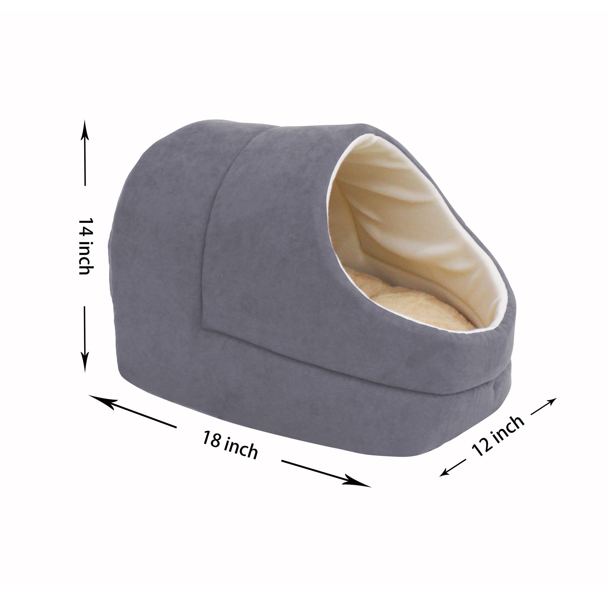 GOOPAWS Cave Covered for Cat Small Dog Warming Burrow Cat Bed, Gray - Image 3