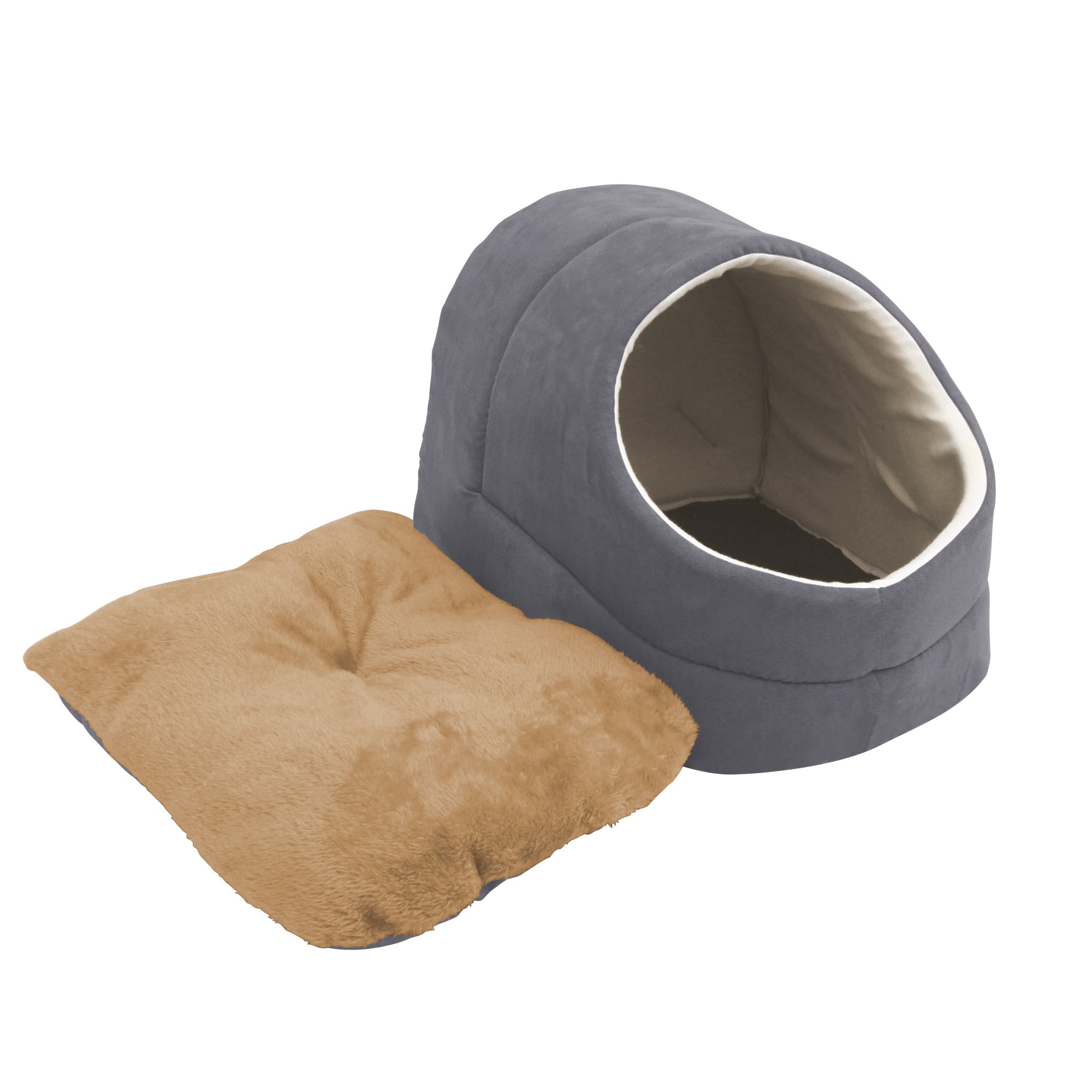 GOOPAWS Cave Covered for Cat Small Dog Warming Burrow Cat Bed, Gray - Image 5
