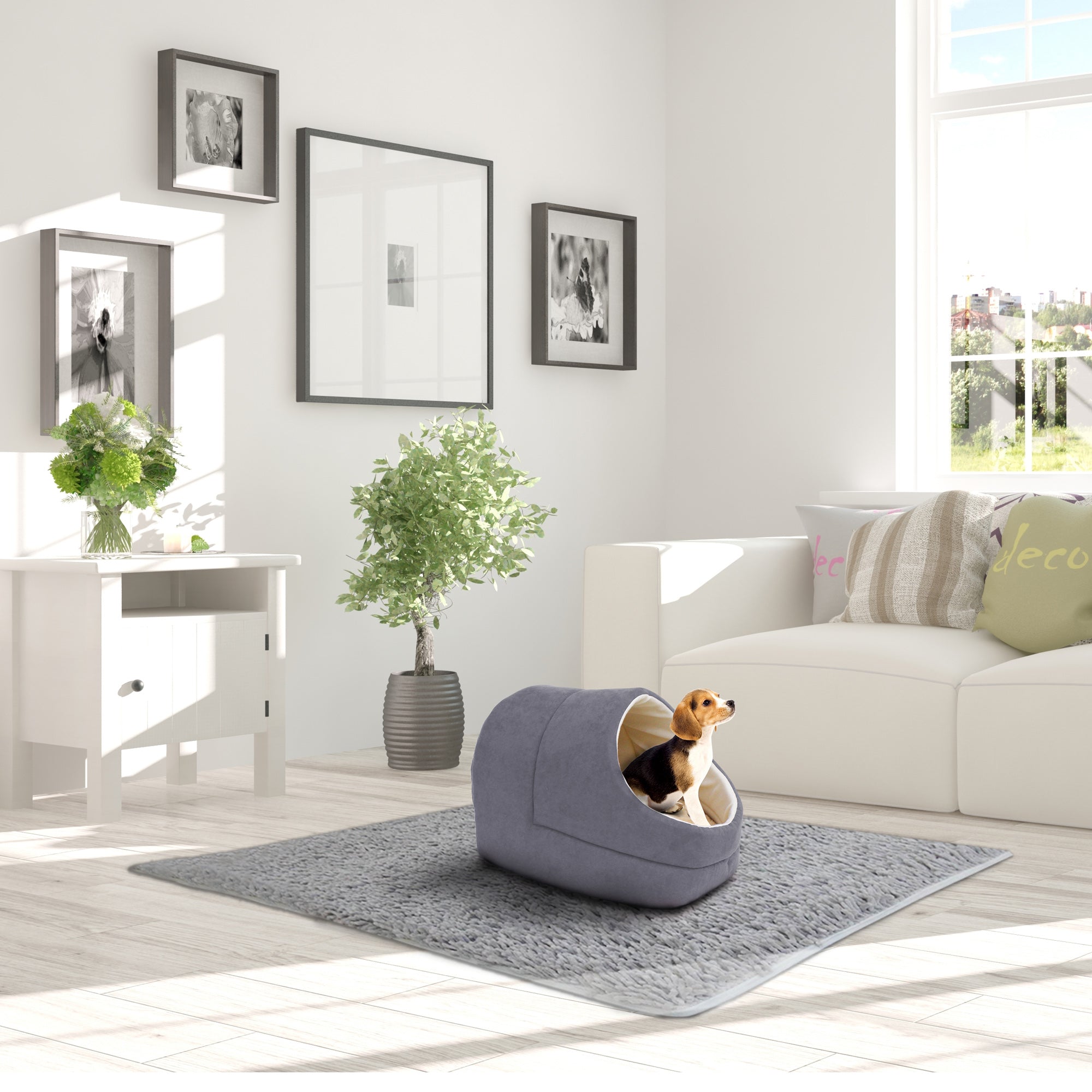 GOOPAWS Cave Covered for Cat Small Dog Warming Burrow Cat Bed, Gray - Image 6
