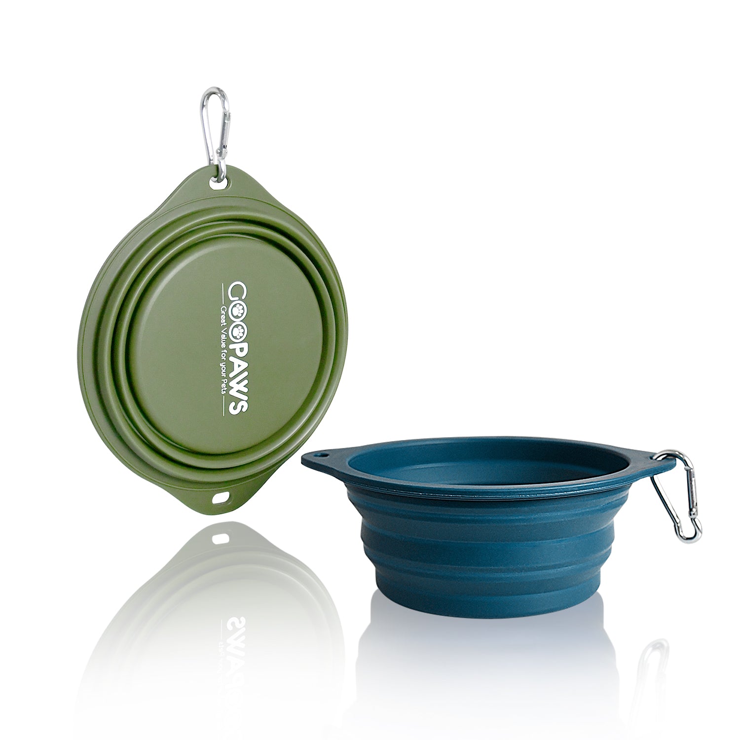 GOOPAWS 2 Pack Silicone Non-Skid Travel Dog and Cat Bowl, Blue&Green - Image 7