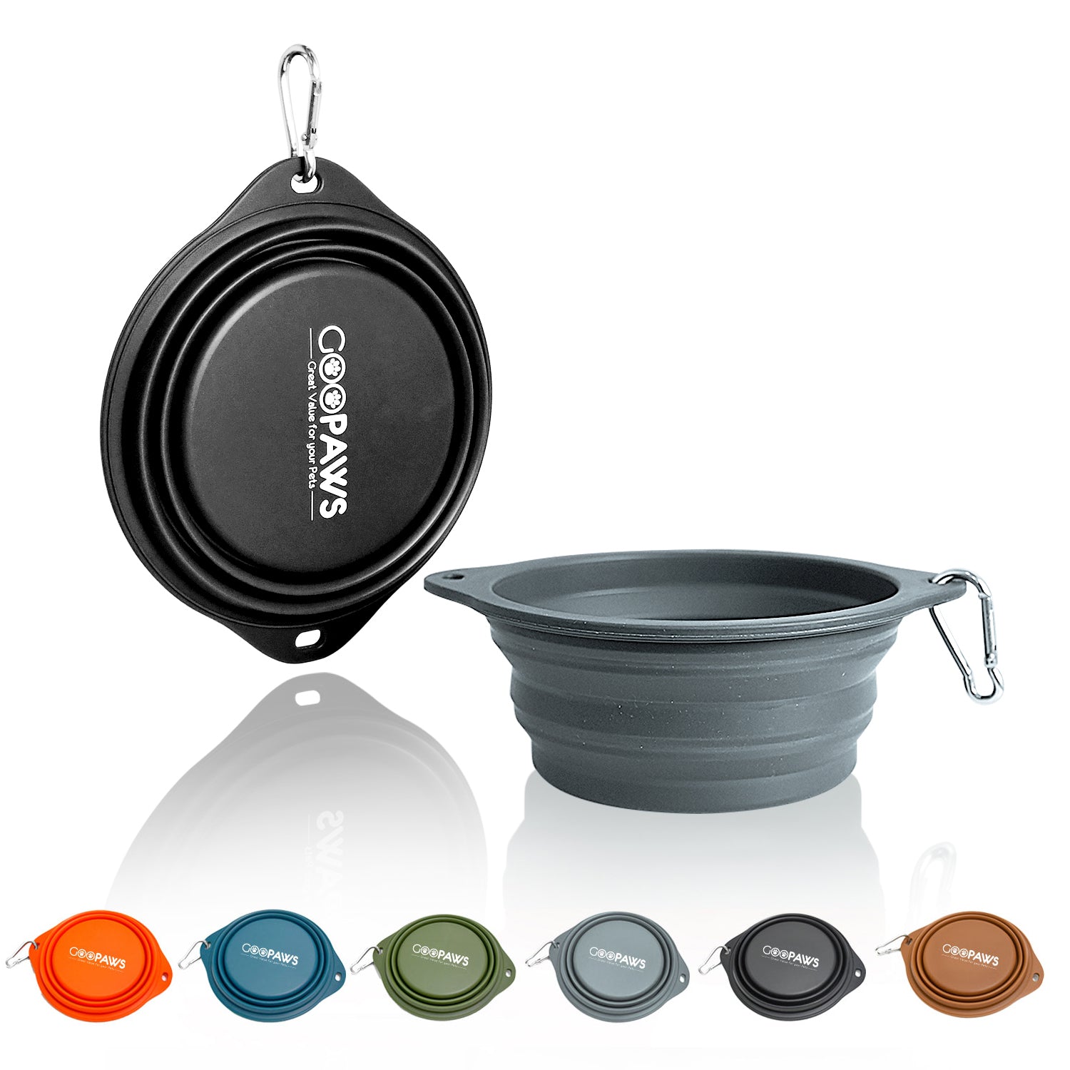 GOOPAWS 2 Pack Silicone Non-Skid Travel Dog and Cat Bowl, Black&Grey - Image 6