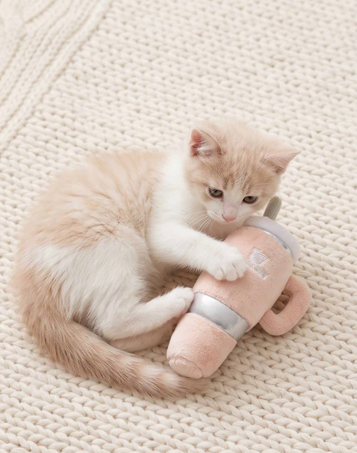 Snuggly Cup 3-Pack Organic Catnip Toys (Teal, Ivory, Blush) - Image 3