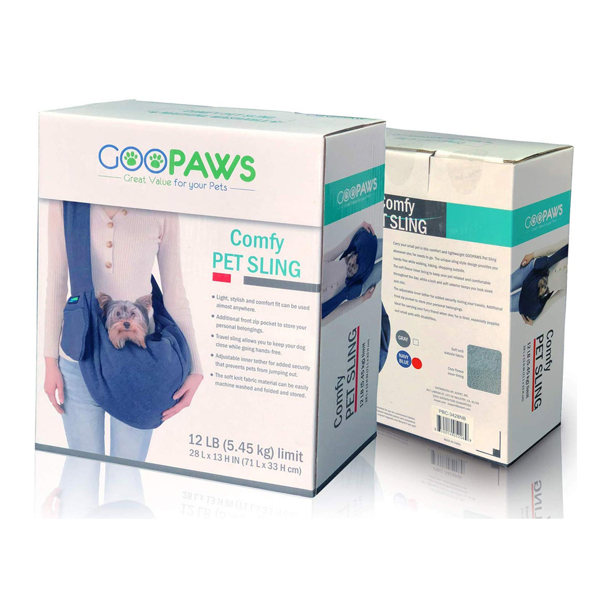GOOPAWS Comfy Pet Sling for Small Dog Cat, Hand Free Bag, Navy Blue - Image 5