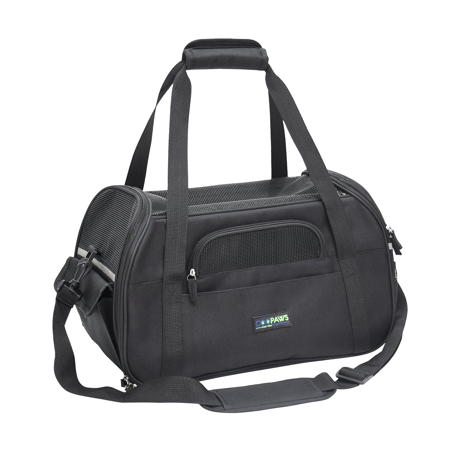 GOOPAWS Soft Sided Small Pet Carrier Comfort for Travel, Black, 17" - Image 3