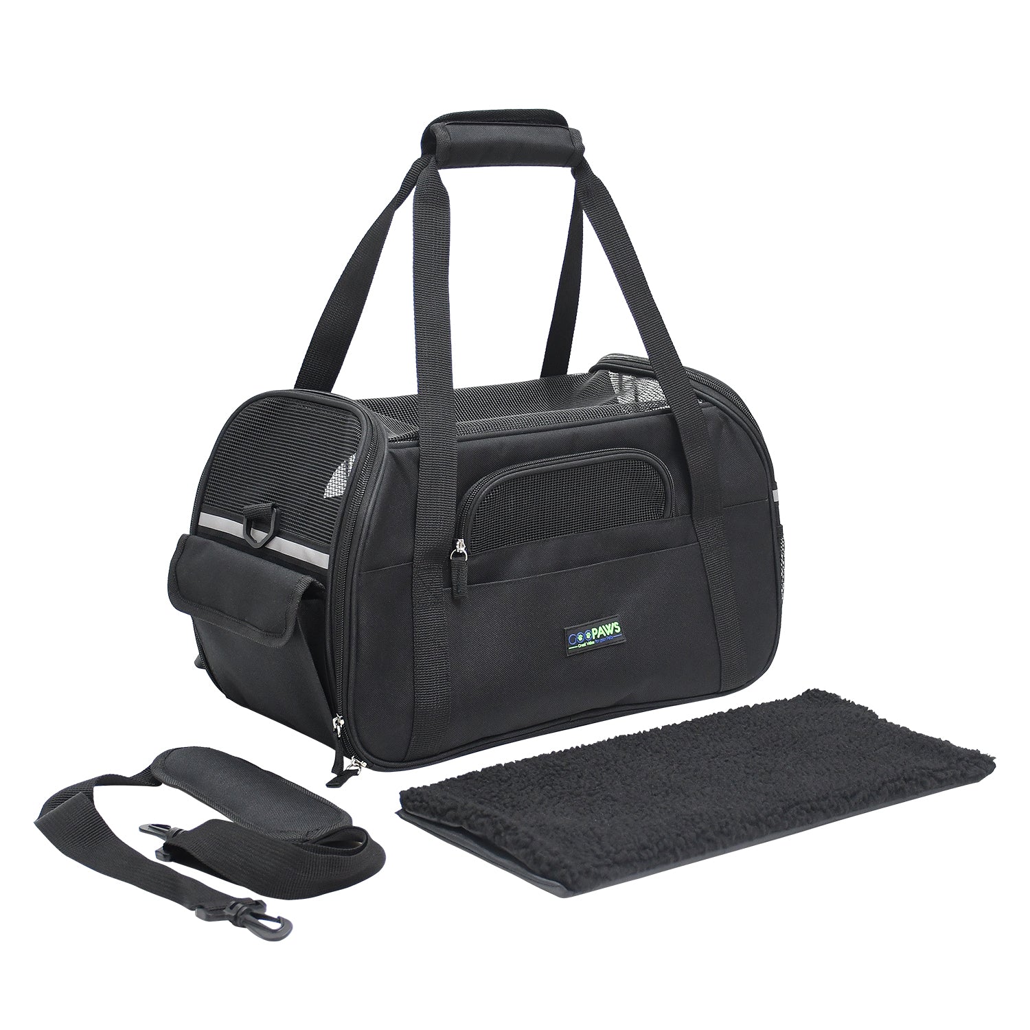 GOOPAWS Soft Sided Small Pet Carrier Comfort for Travel, Black, 17" - Image 6