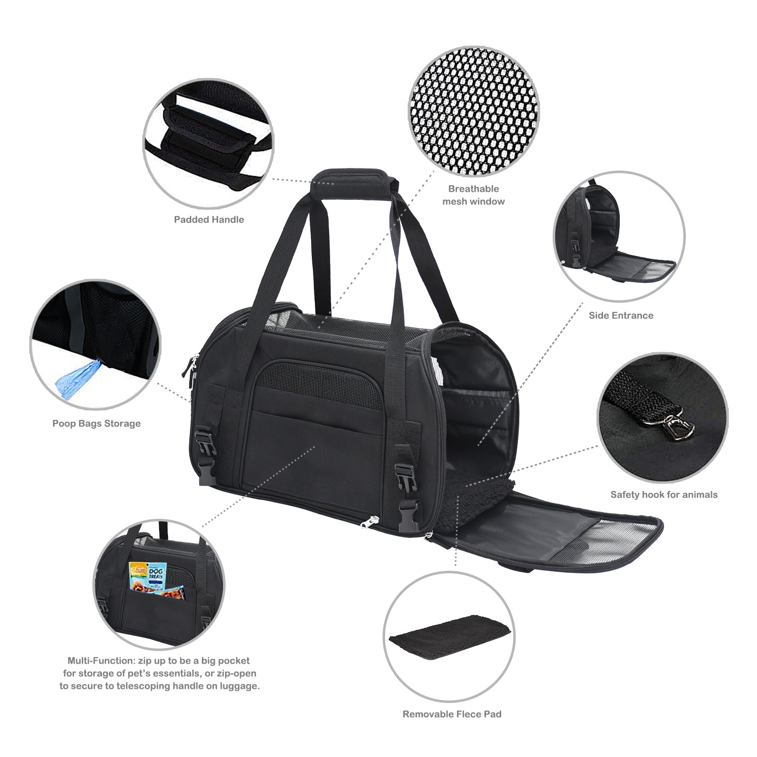 GOOPAWS Soft Sided Small Pet Carrier Comfort for Travel, Black, 17" - Image 7