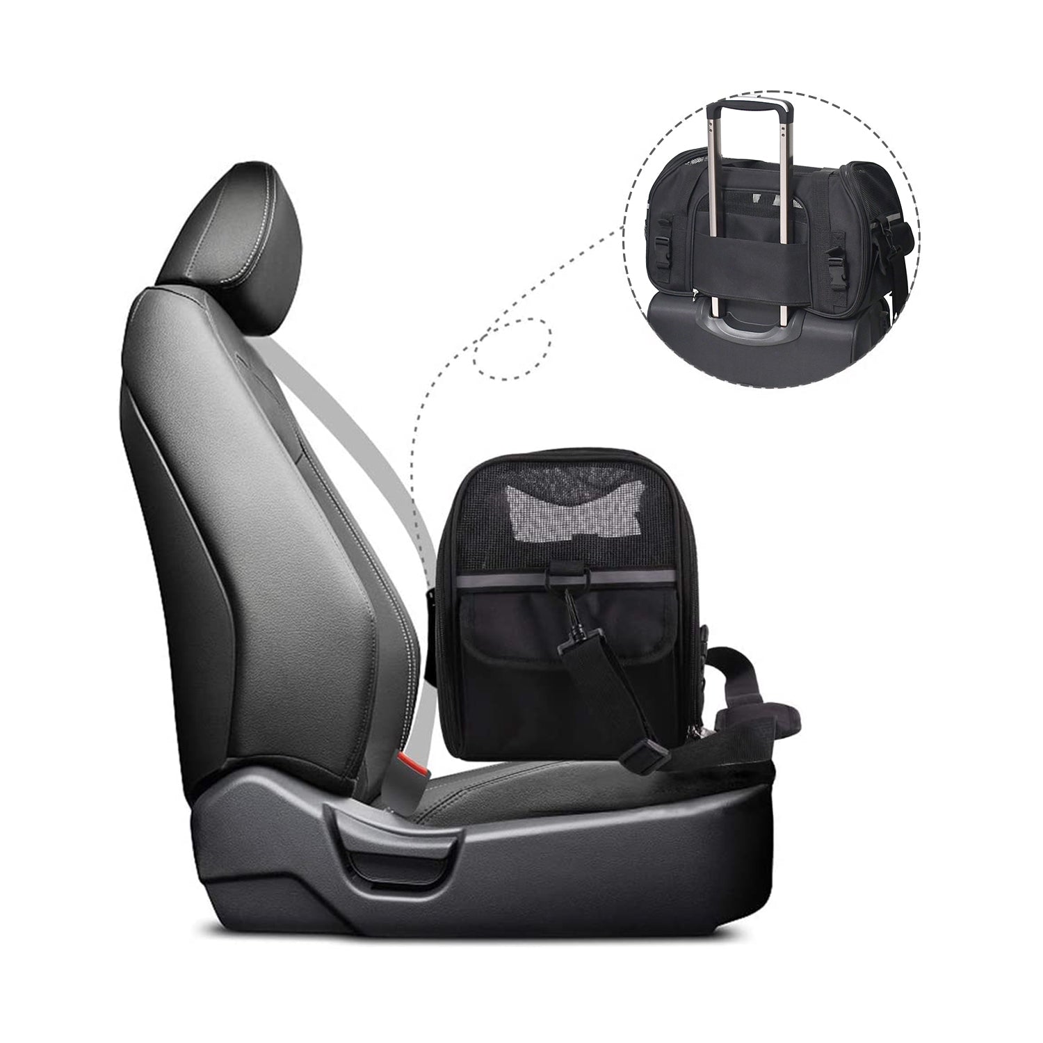GOOPAWS Soft Sided Small Pet Carrier Comfort for Travel, Black, 17" - Image 8