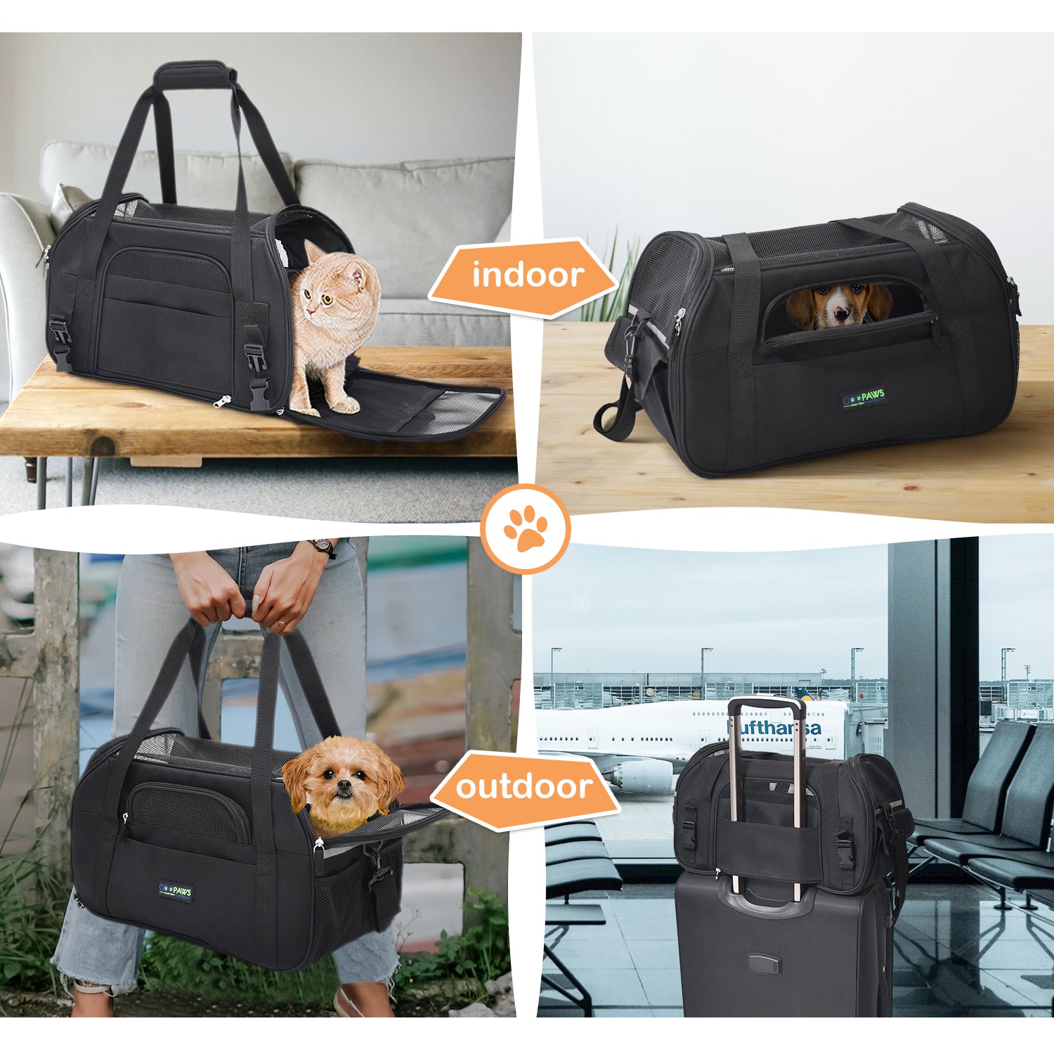 GOOPAWS Soft Sided Small Pet Carrier Comfort for Travel, Black, 17" - Image 9
