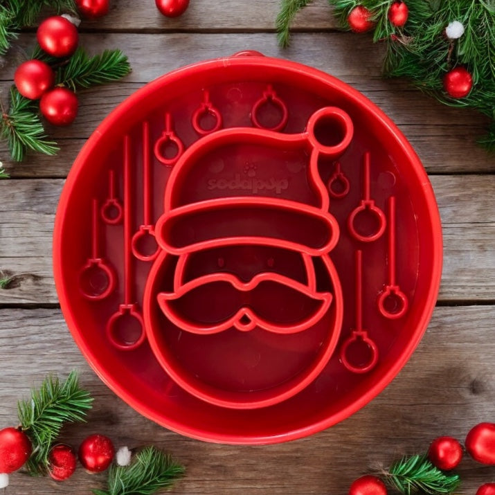 SodaPup Santa Christmas eBowl Deep Slow Feeder Dog Bowl Enrichment | USA Made