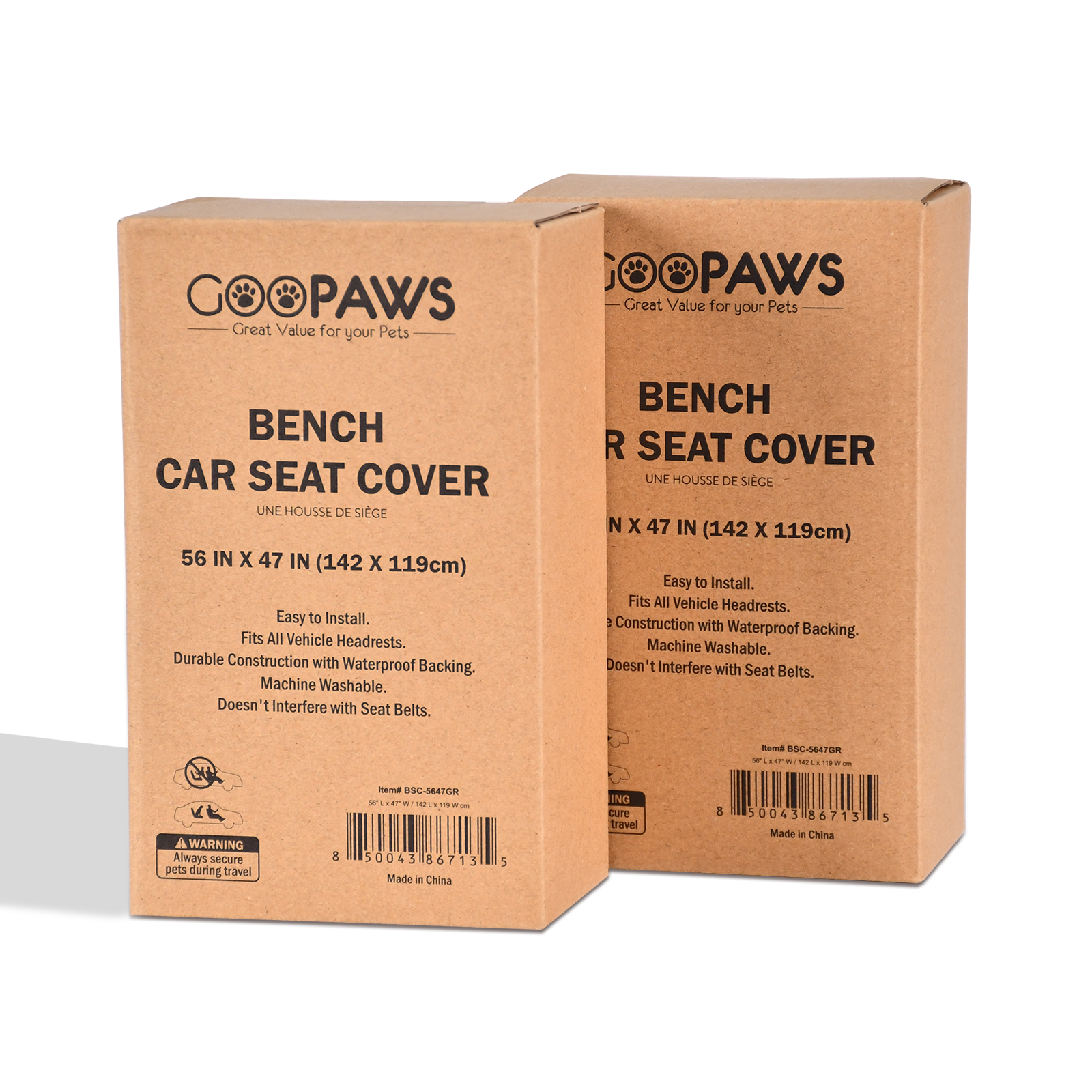 GOOPAWS Scratchproof Bench Dog Car Seat Cover, Fits for Car SUV Truck
