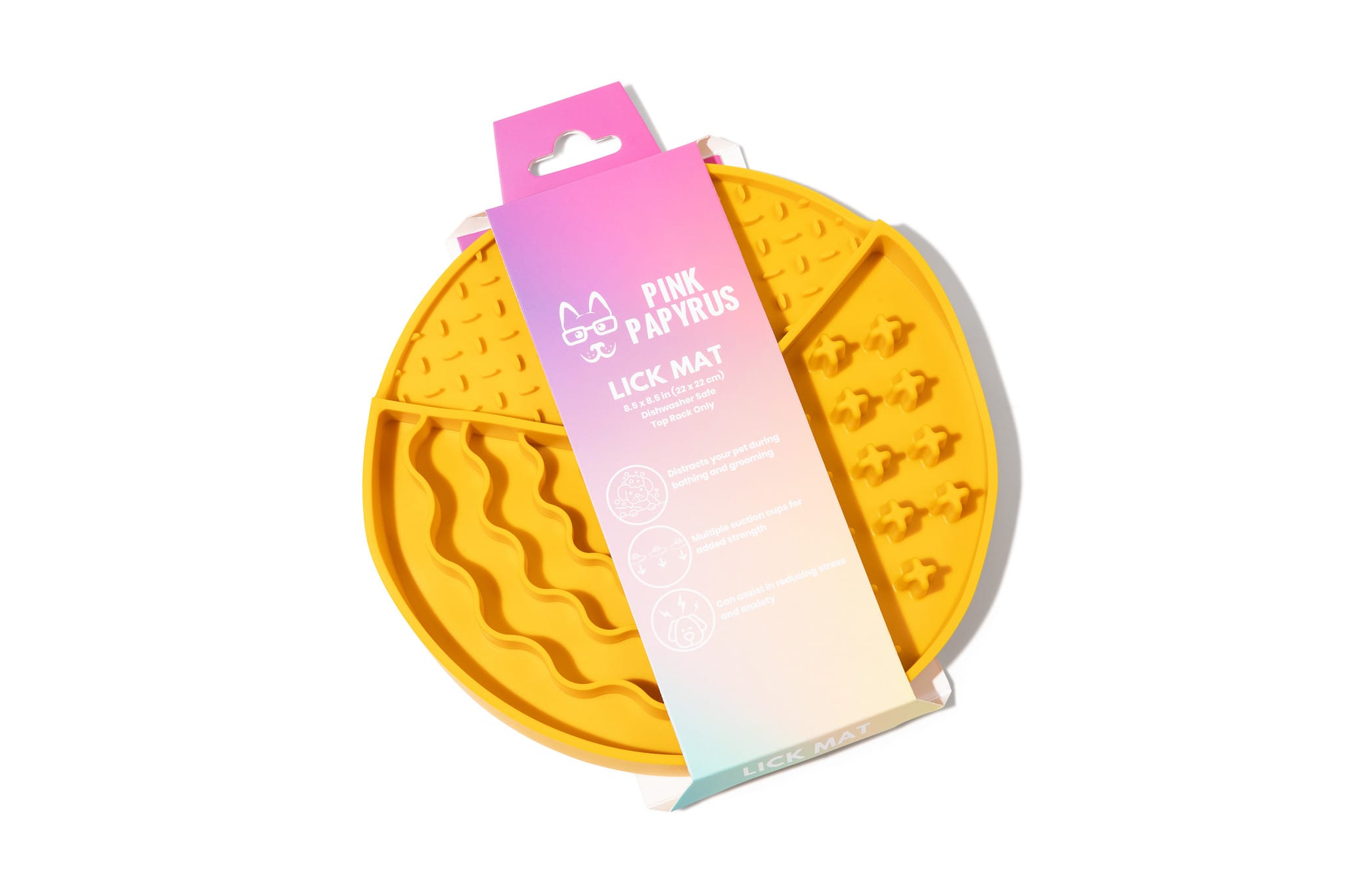 Yellow Dog & Cat Lick Mat | Pink Papyrus