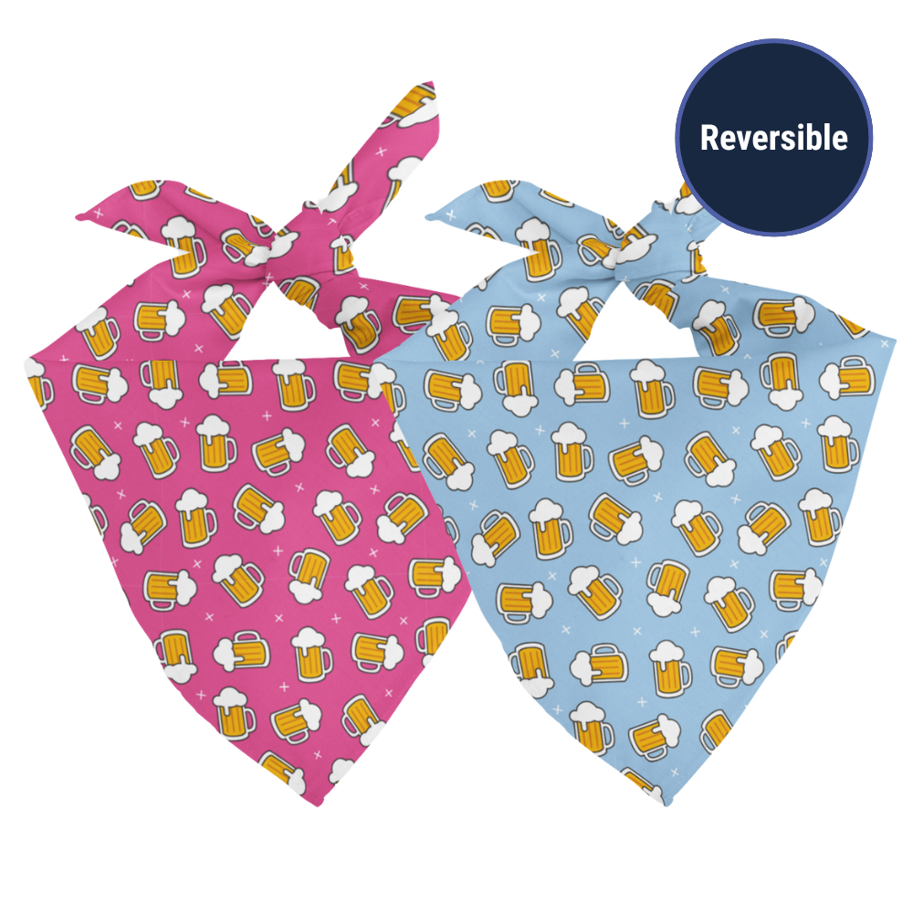Double sided beer bandana on a white background.