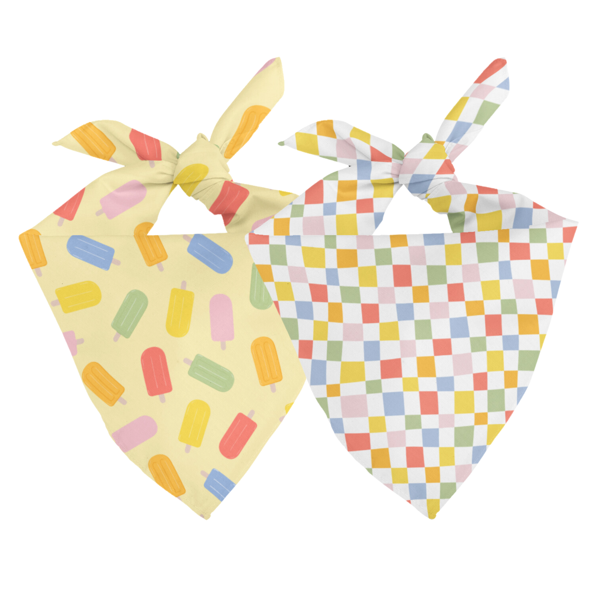 Double sided bandana with different patterns on a white background